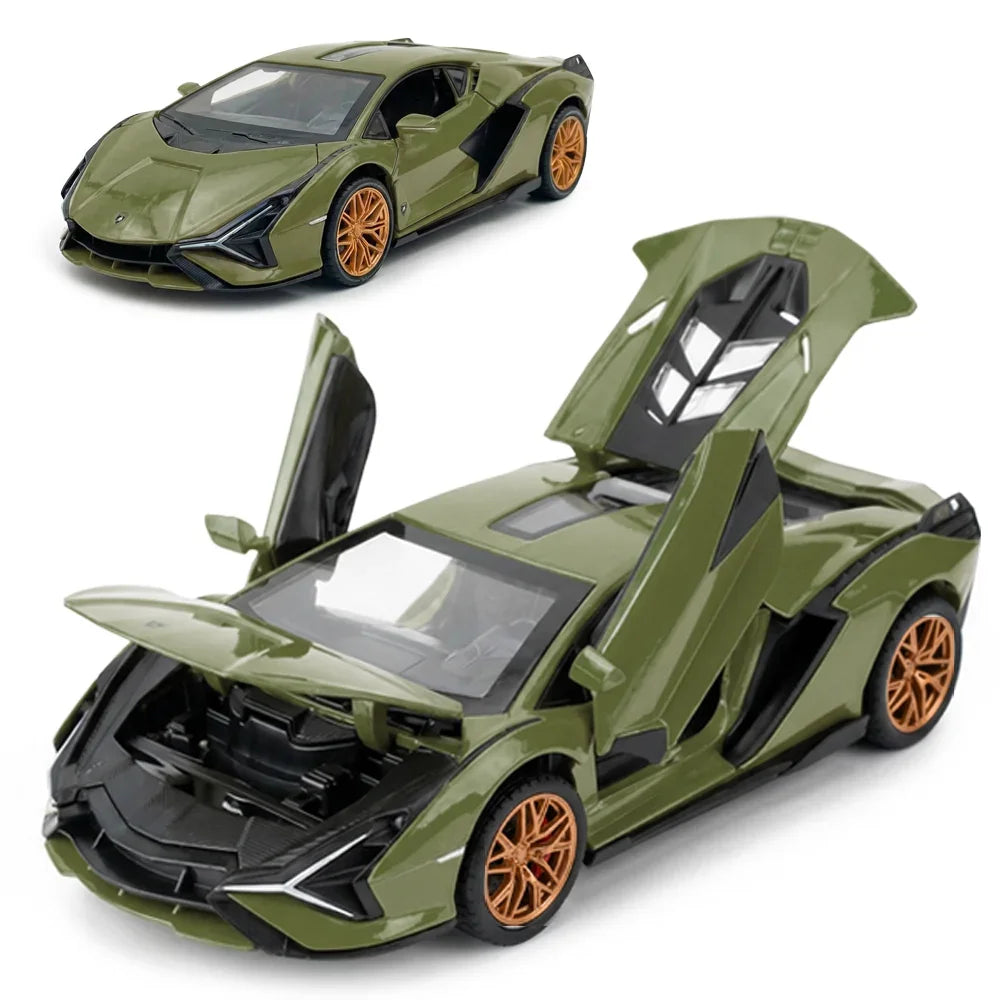 Premium scale diecast model car – Lamborghini - Light, Sound with Openable Doors, 1:24 Scale (Green) Collectible
