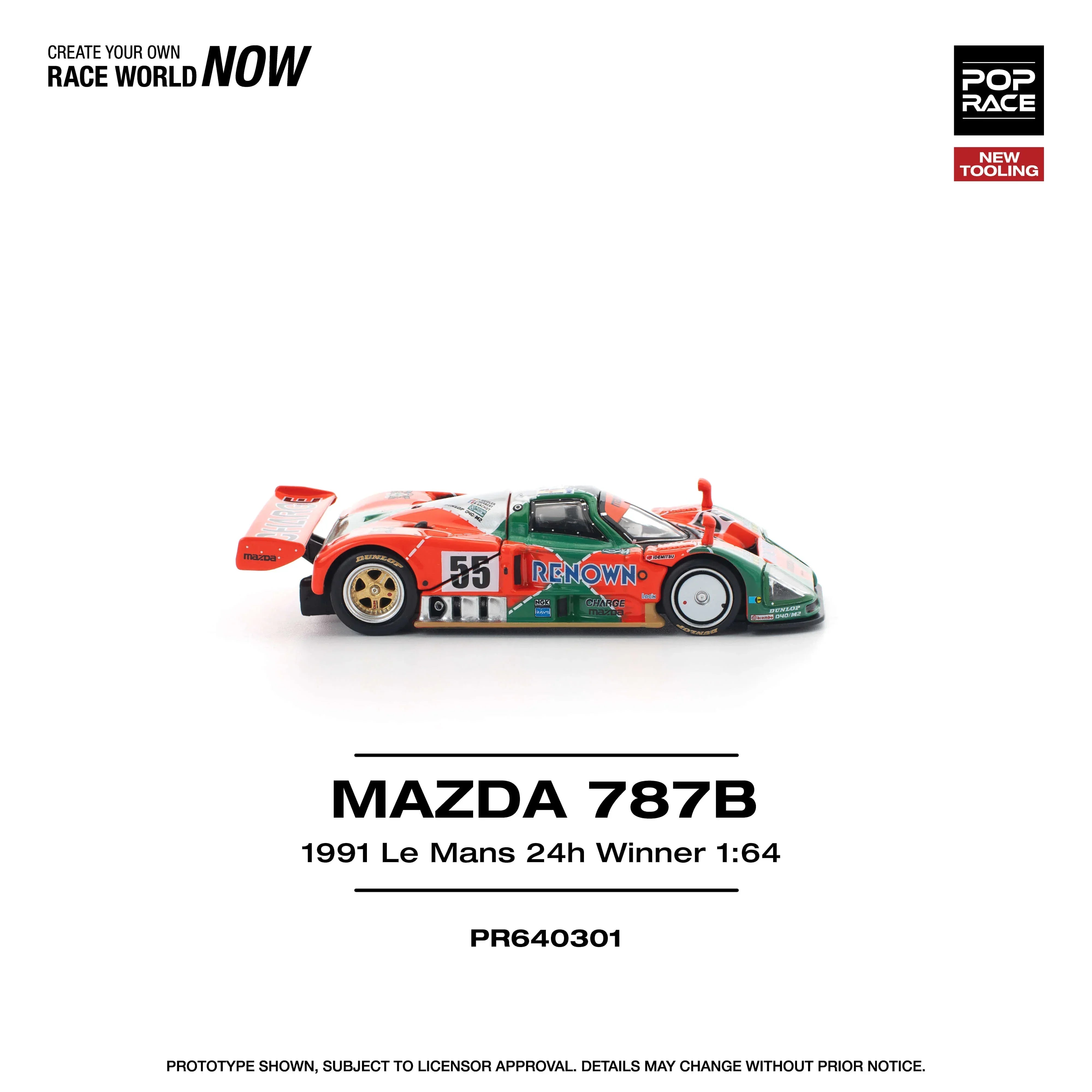 Premium scale diecast model car – Mazda 787B Le Mans 1991, 1:64 Scale (Black) Collectible