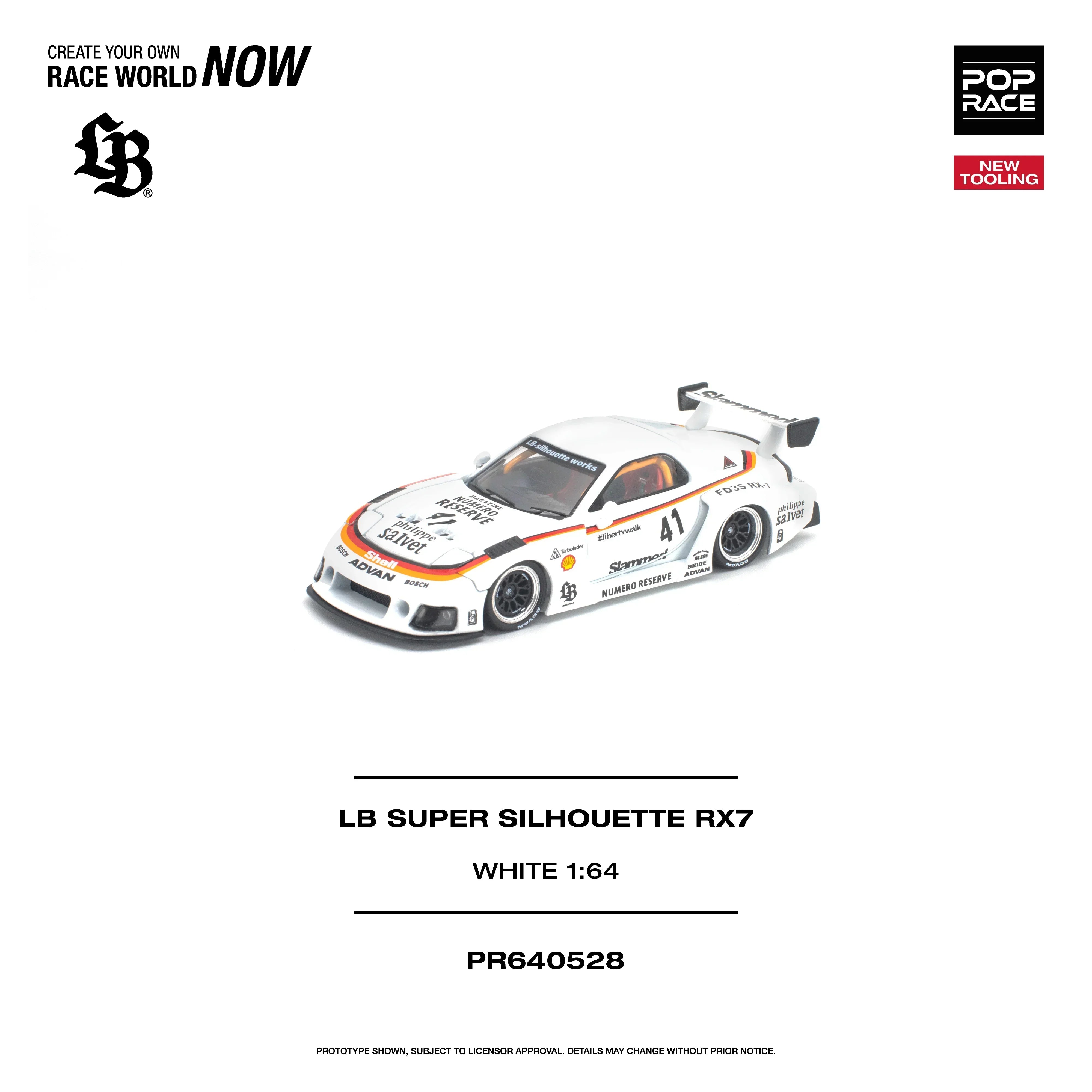 Premium scale diecast model car – *PRE-ORDER* LB Super Silhouette RX7 (FD3S), 1:64 Scale (White) Collectible