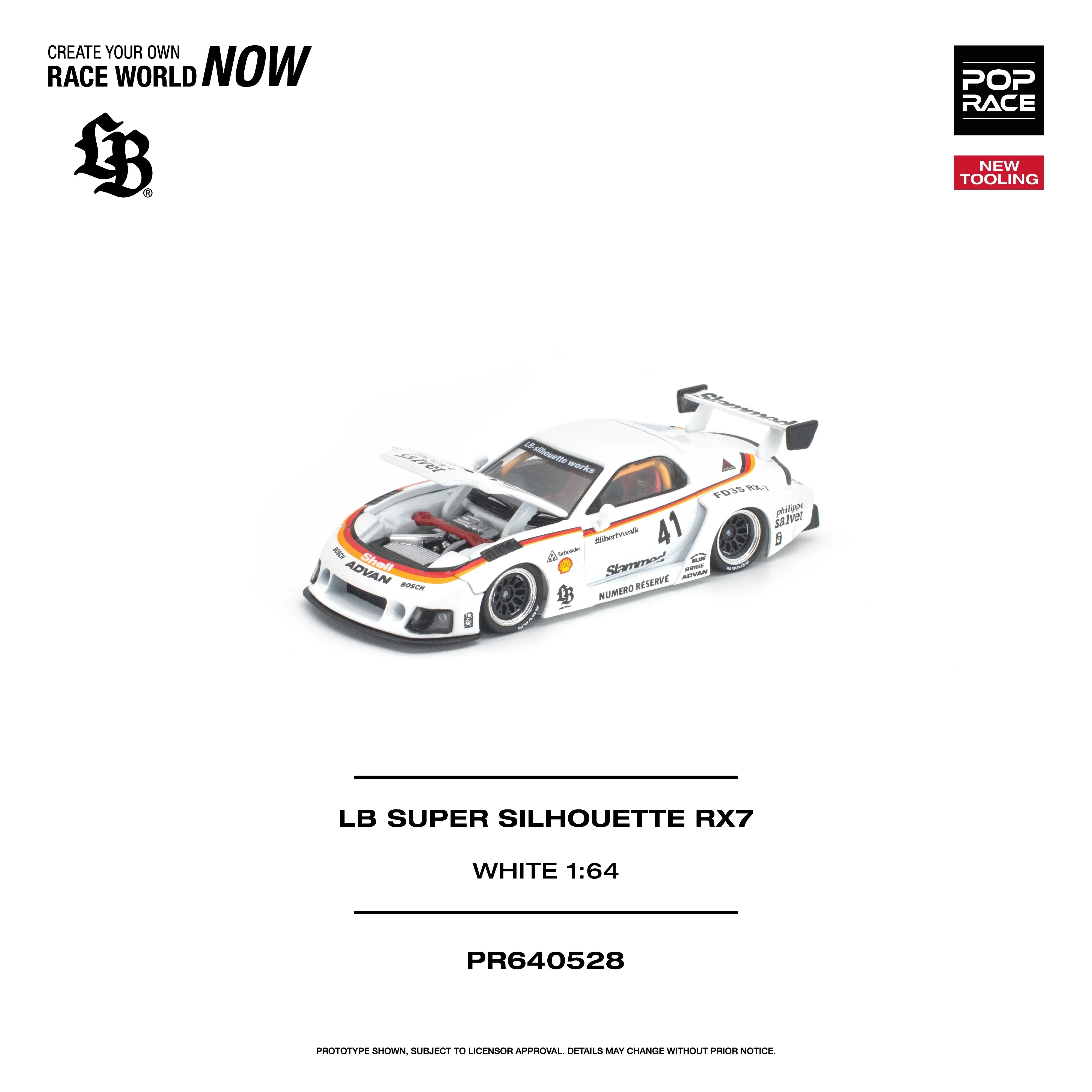 Premium scale diecast model car – *PRE-ORDER* LB Super Silhouette RX7 (FD3S), 1:64 Scale (White) Collectible