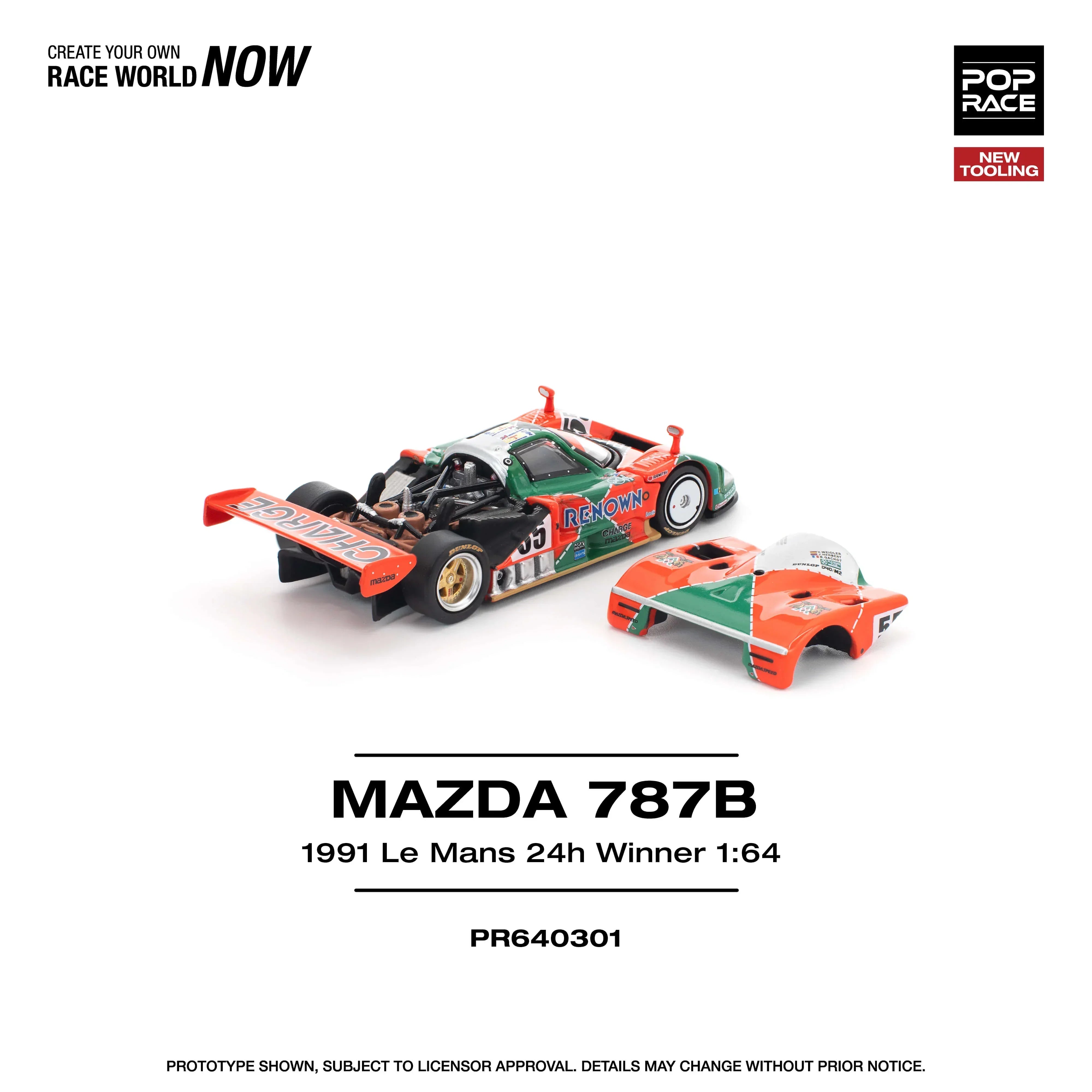 Premium scale diecast model car – Mazda 787B Le Mans 1991, 1:64 Scale (Black) Collectible