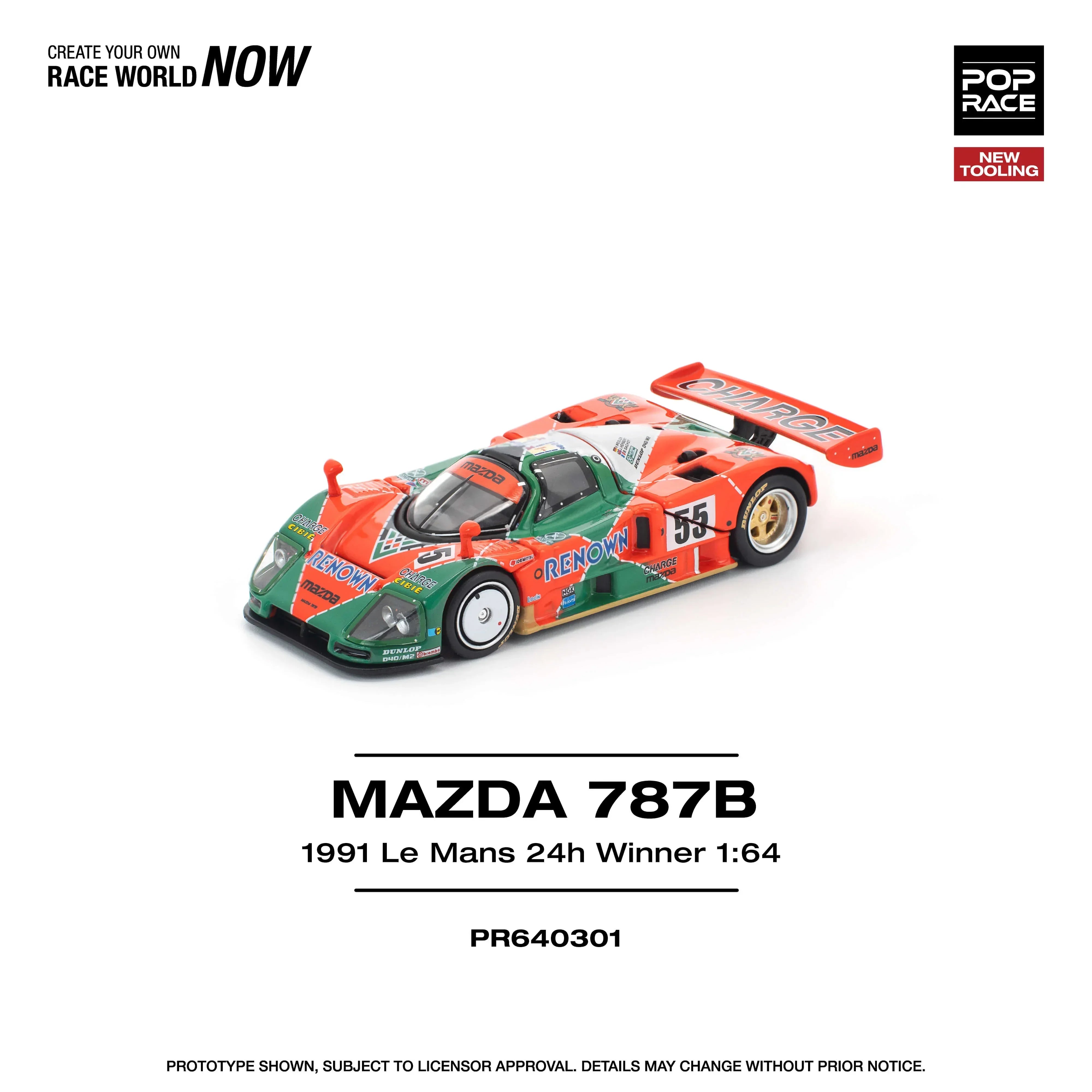 Premium scale diecast model car – Mazda 787B Le Mans 1991, 1:64 Scale (Black) Collectible