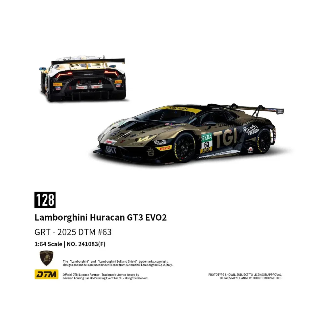 Premium scale diecast model car – *PRE-ORDER* Lamborghini Huracan GT3 EVO2 - DTM 2025 #63, 1:64 Scale Collectible