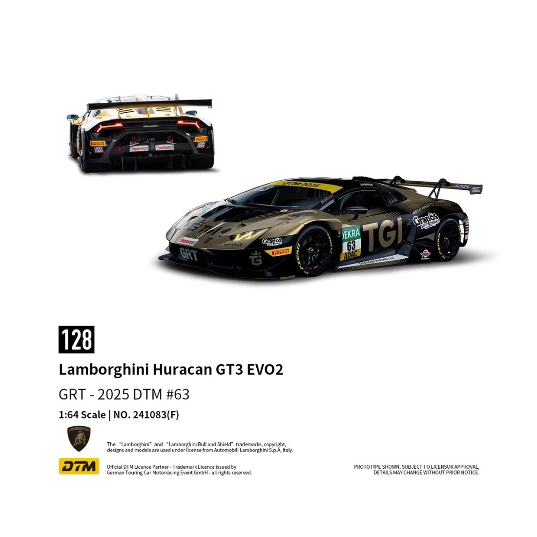 Premium scale diecast model car – *PRE-ORDER* Lamborghini Huracan GT3 EVO2 - DTM 2025 #63, 1:64 Scale Collectible
