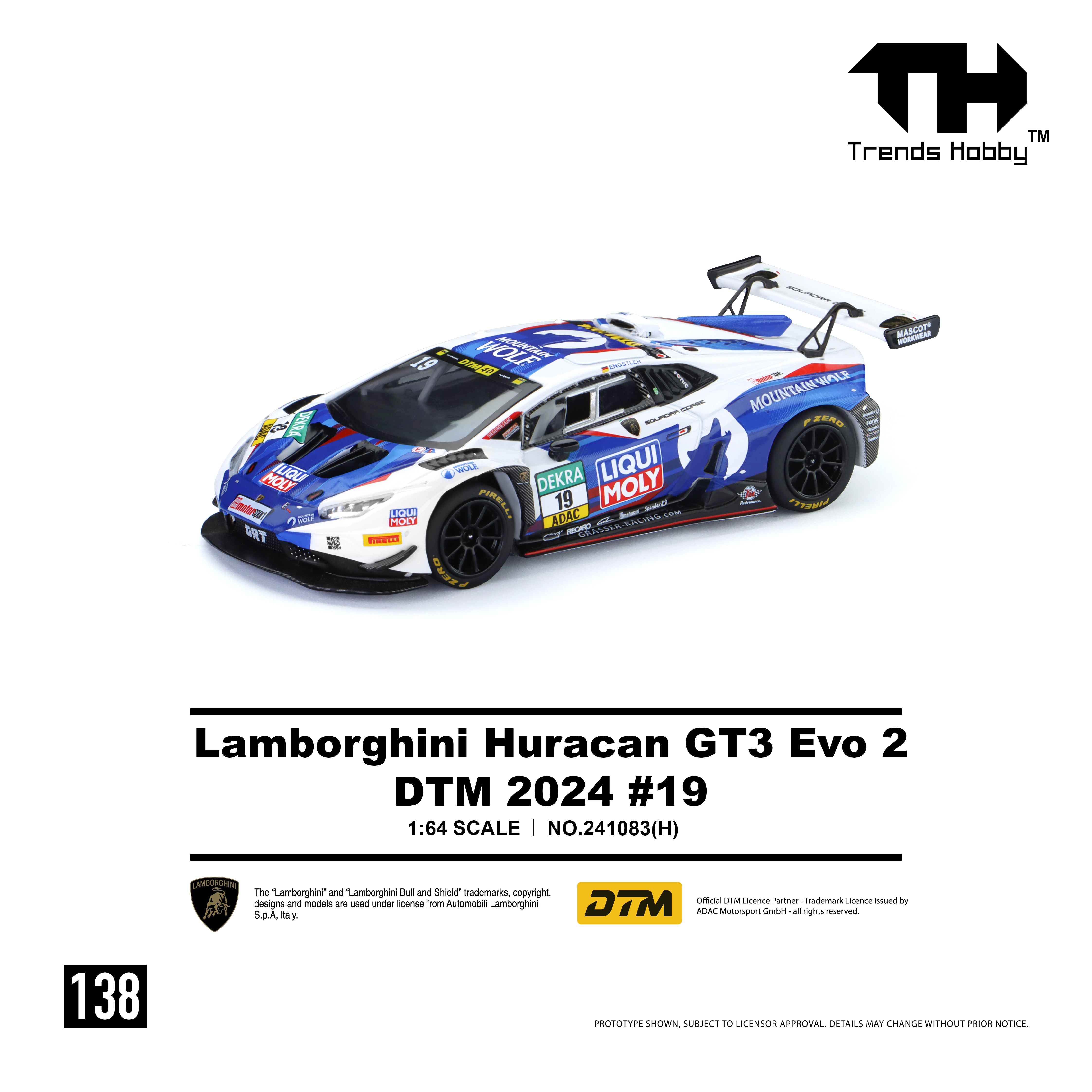 *PRE-ORDER* Lamborghini Huracan GT3 EVO2 - DTM 2024 No.19, 1:64 Scale
