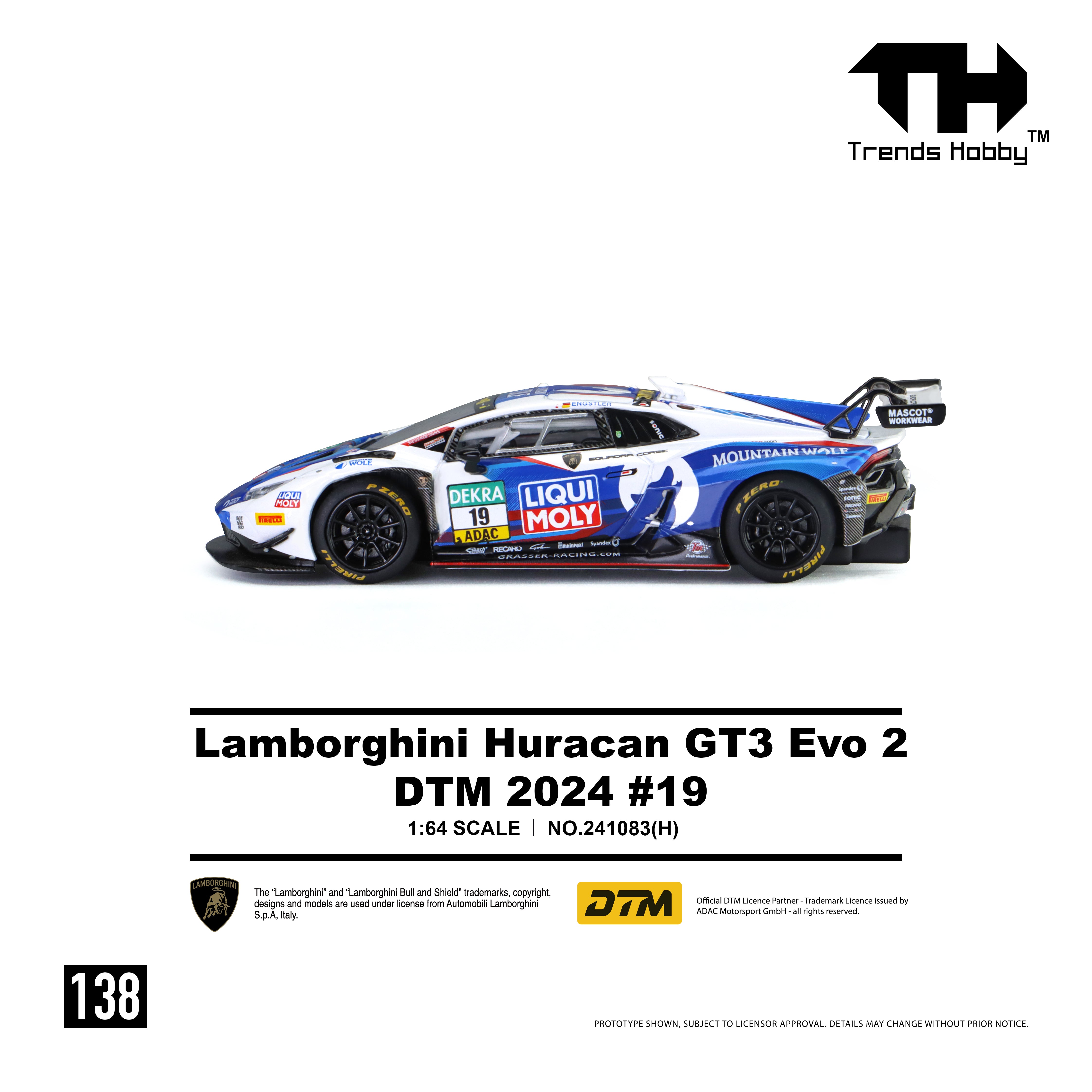 *PRE-ORDER* Lamborghini Huracan GT3 EVO2 - DTM 2024 No.19, 1:64 Scale