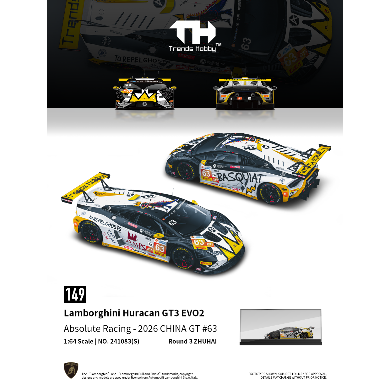 *PRE-ORDER* Lamborghini Huracan GT3 EVO2 - CHINA GT(ZHUHAI) 2026 No.63, 1:64 Scale
