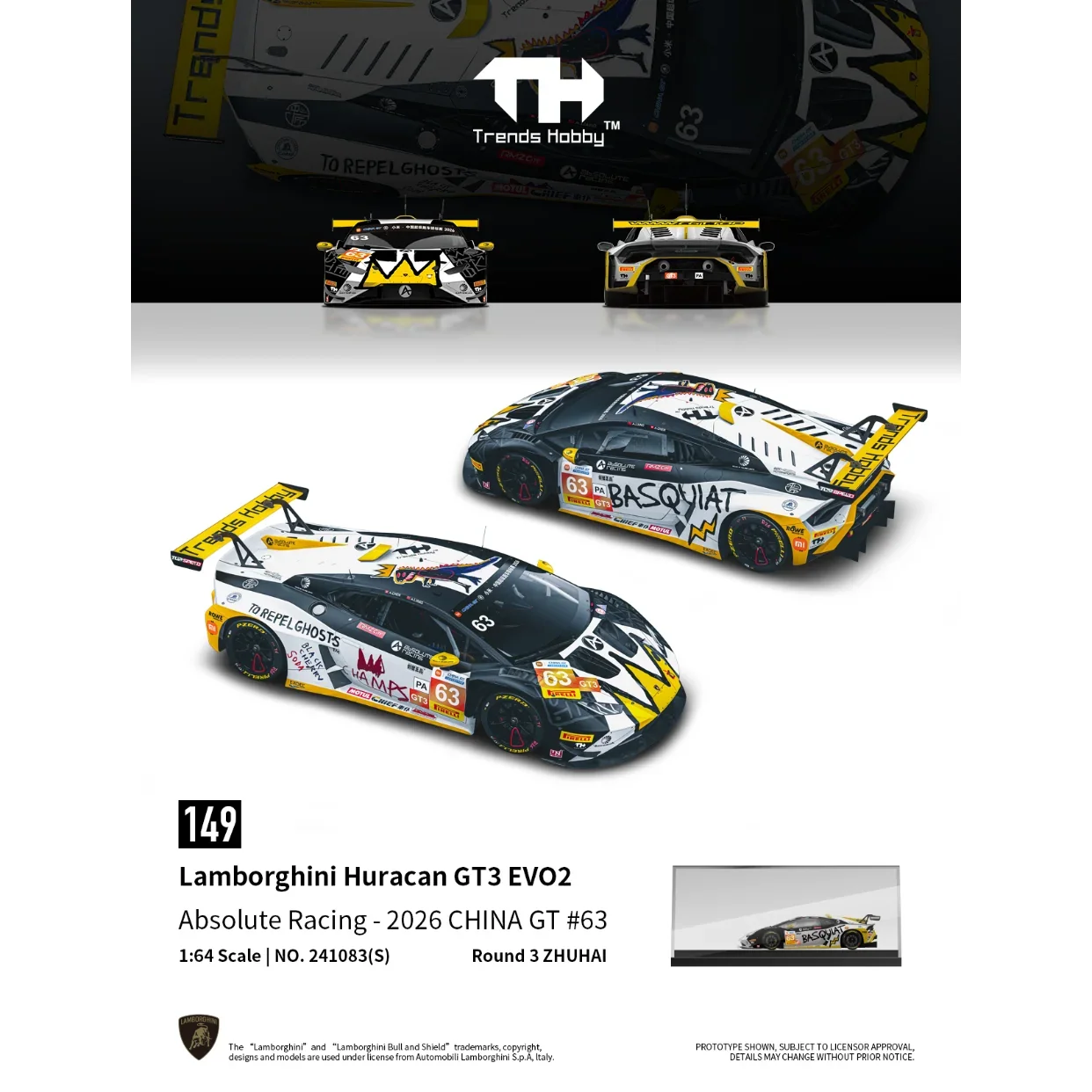 *PRE-ORDER* Lamborghini Huracan GT3 EVO2 - CHINA GT(ZHUHAI) 2026 No.63, 1:64 Scale