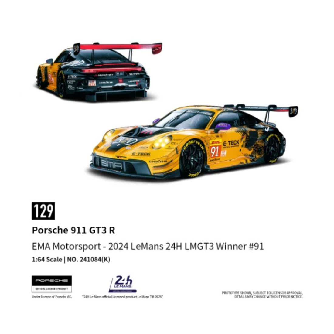 Premium scale diecast model car – *PRE-ORDER* Porsche 911 GT3 R - LeMans 24H 2024 #91, 1:64 Scale Collectible