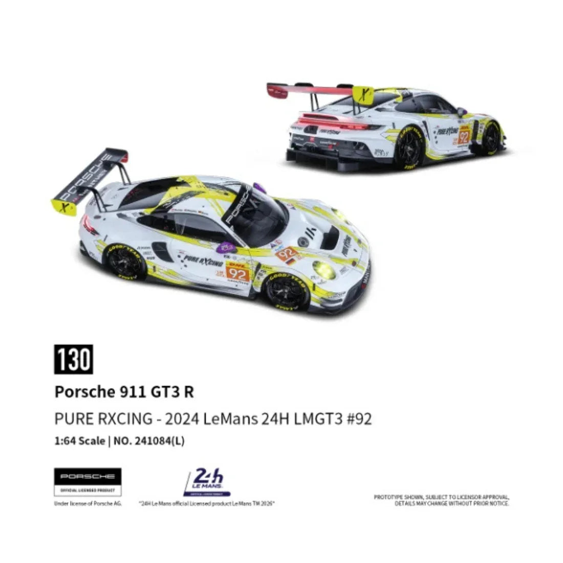 Premium scale diecast model car – *PRE-ORDER* Porsche 911 GT3 R - LeMans 24H 2024 #92, 1:64 Scale Collectible