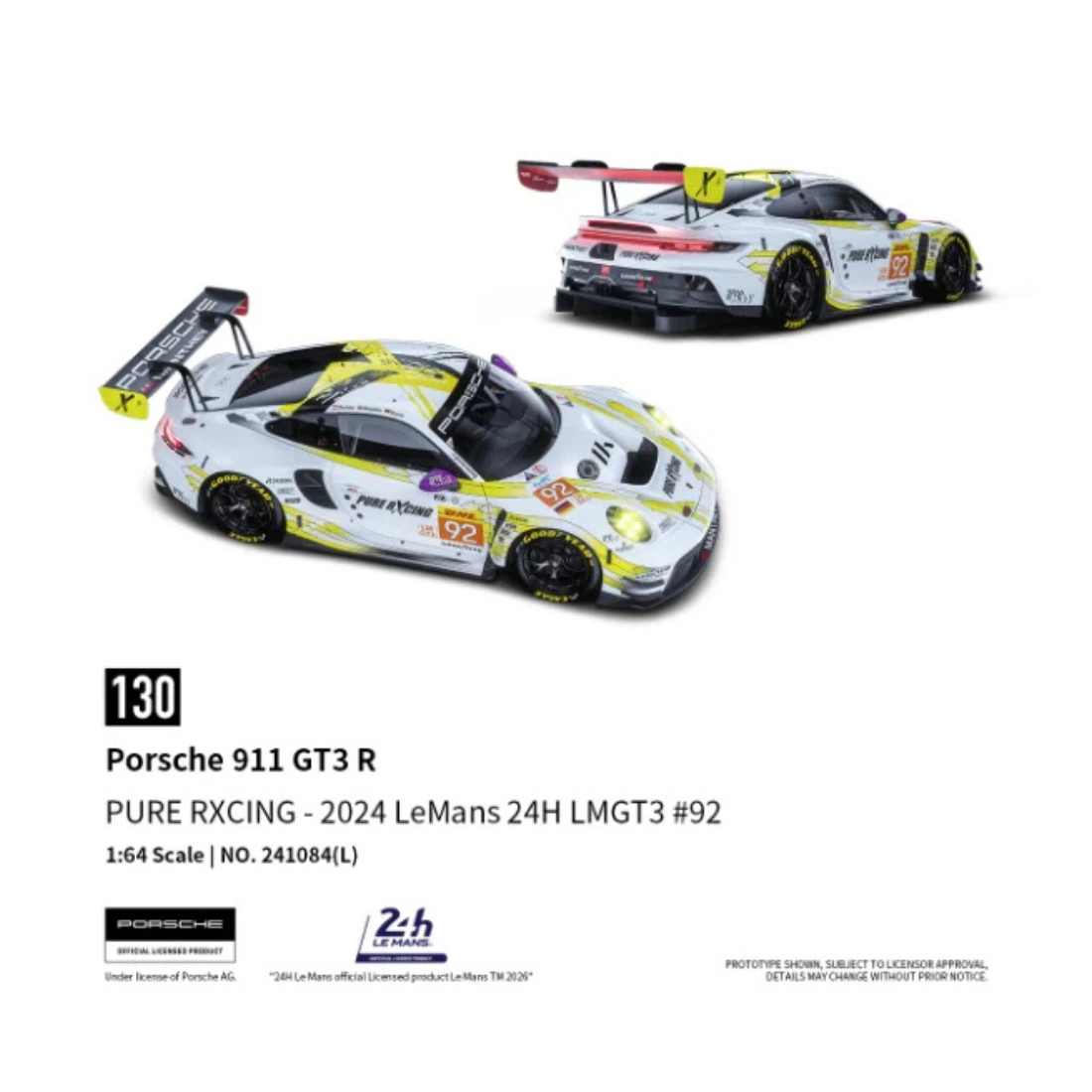 Premium scale diecast model car – *PRE-ORDER* Porsche 911 GT3 R - LeMans 24H 2024 #92, 1:64 Scale Collectible