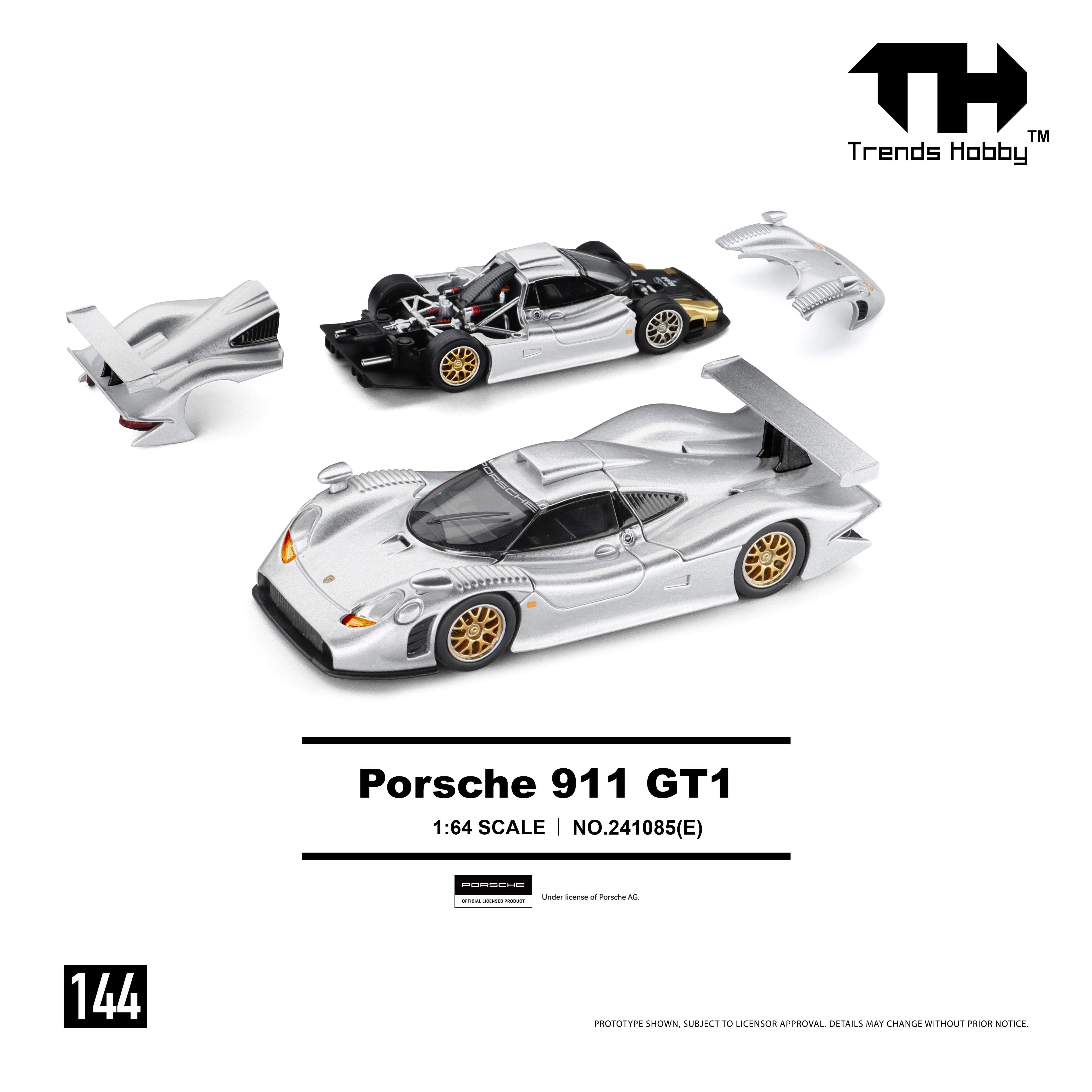 *PRE-ORDER* Porsche 911 GT1 1998, 1:64 Scale (Silver)