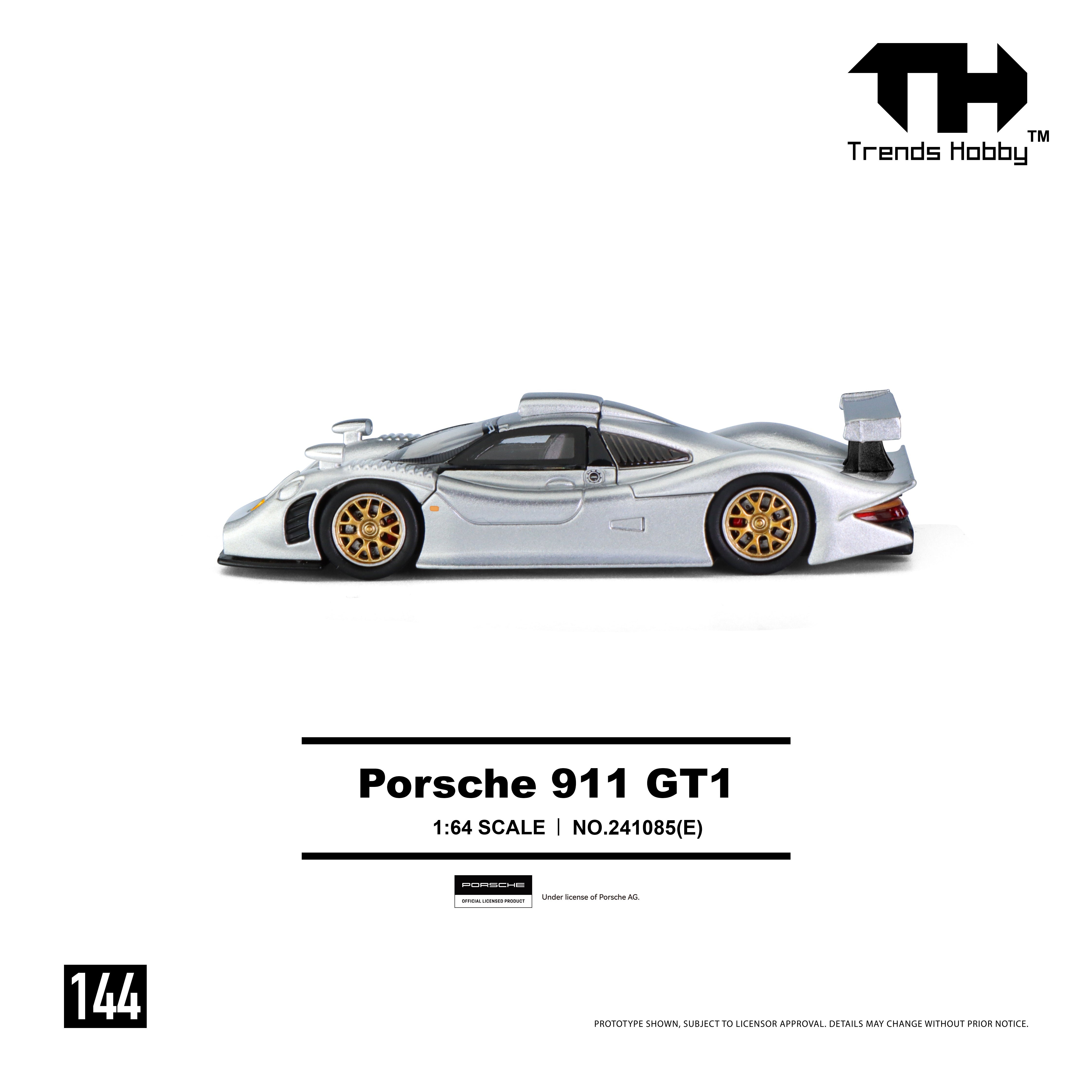 *PRE-ORDER* Porsche 911 GT1 1998, 1:64 Scale (Silver)