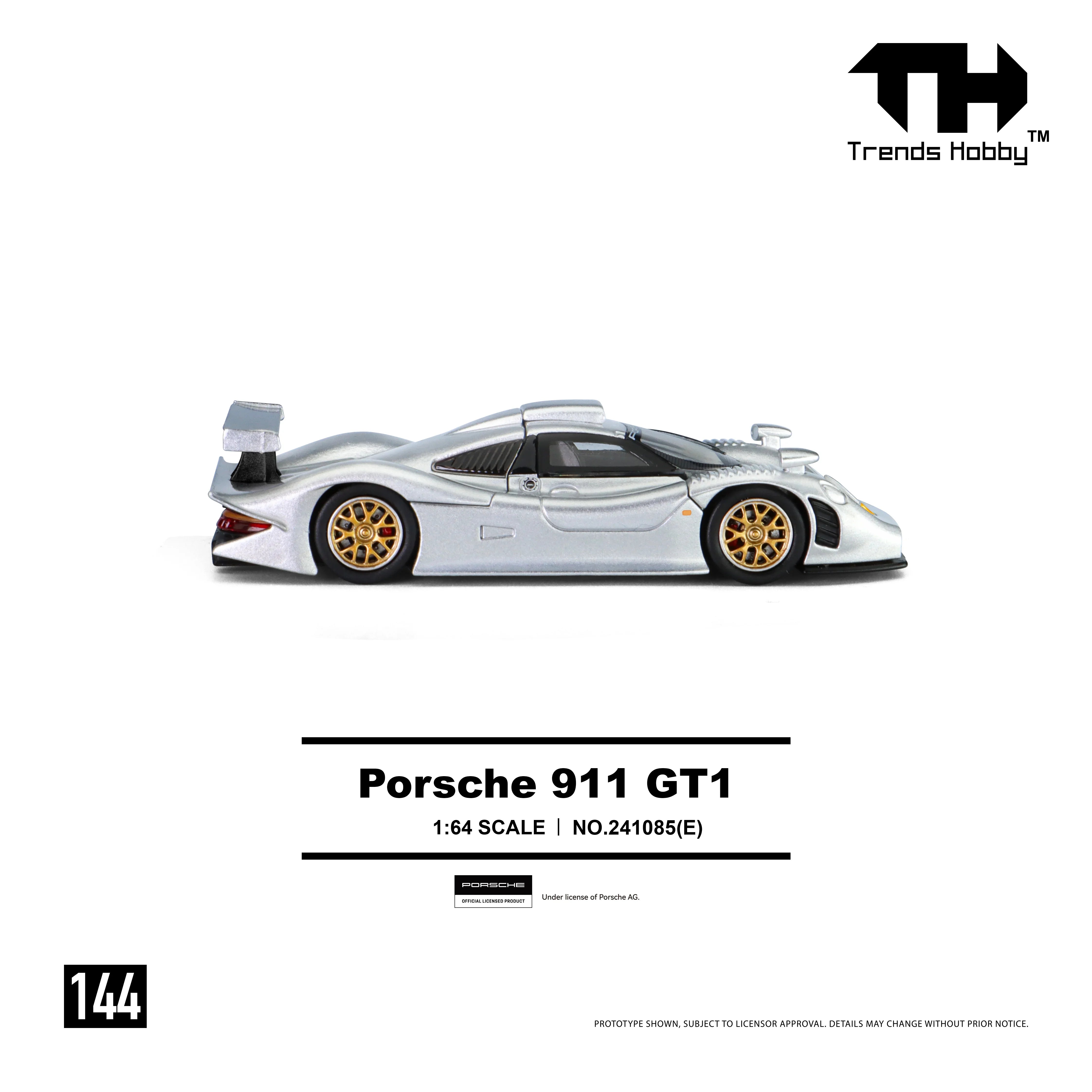 *PRE-ORDER* Porsche 911 GT1 1998, 1:64 Scale (Silver)