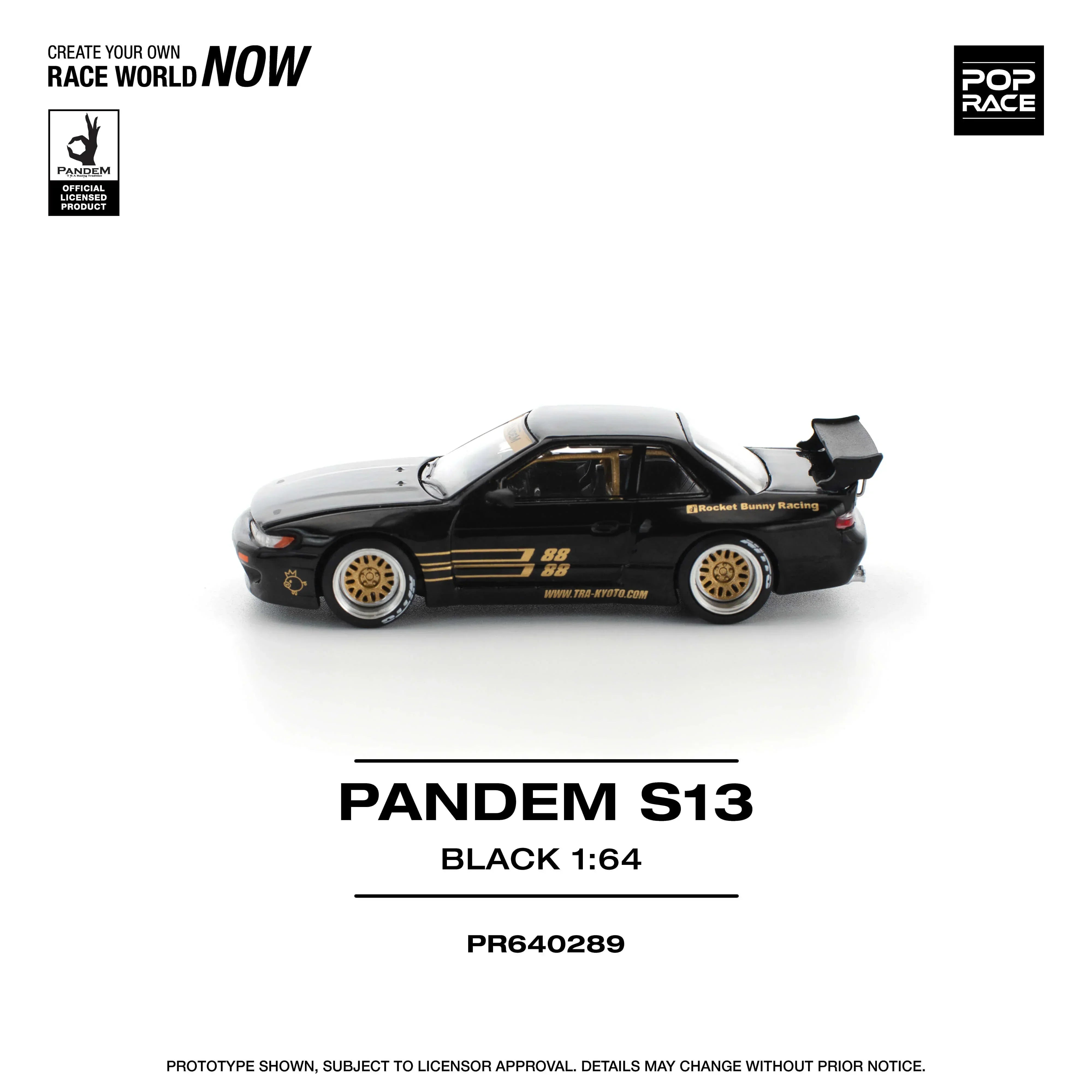 Premium scale diecast model car – Pandem S13, 1:64 Scale (Black) Collectible