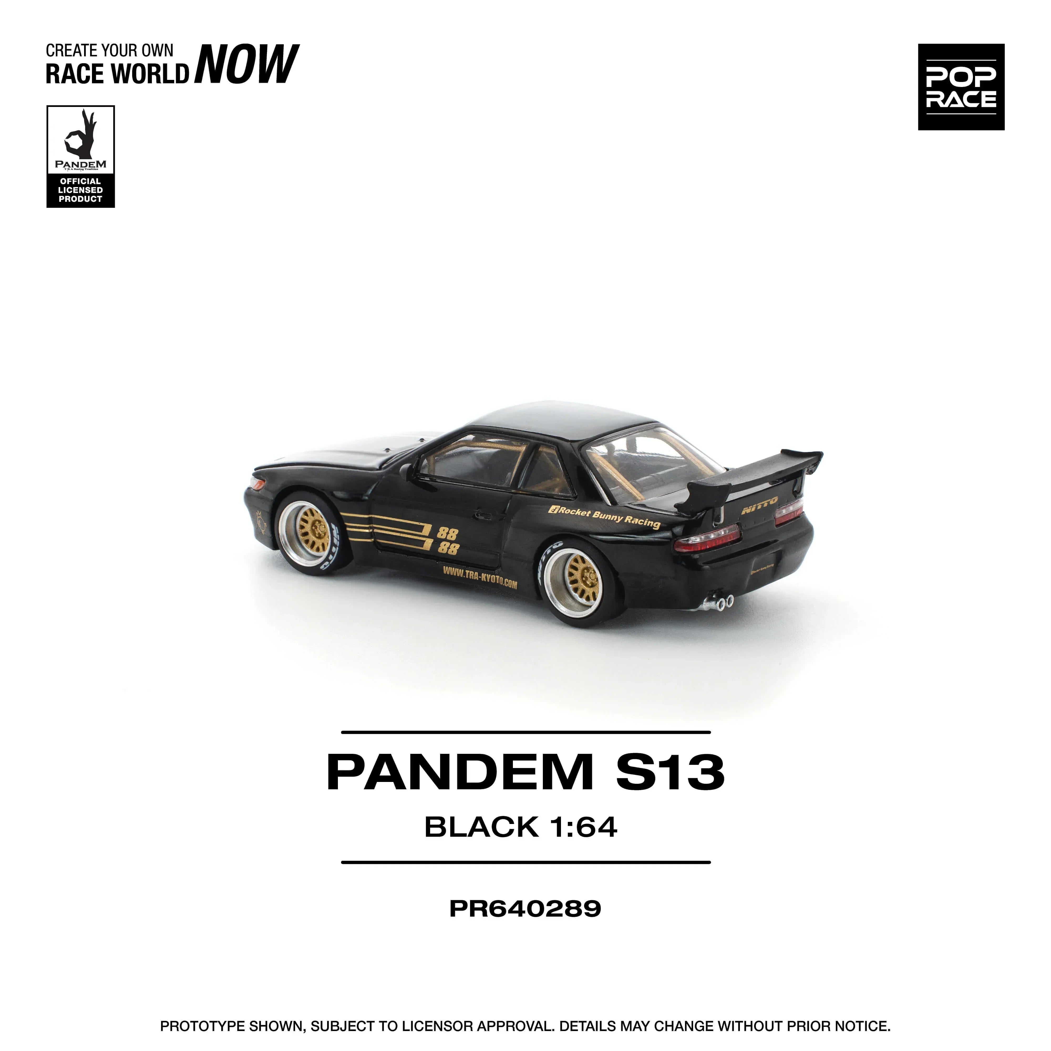 Premium scale diecast model car – Pandem S13, 1:64 Scale (Black) Collectible