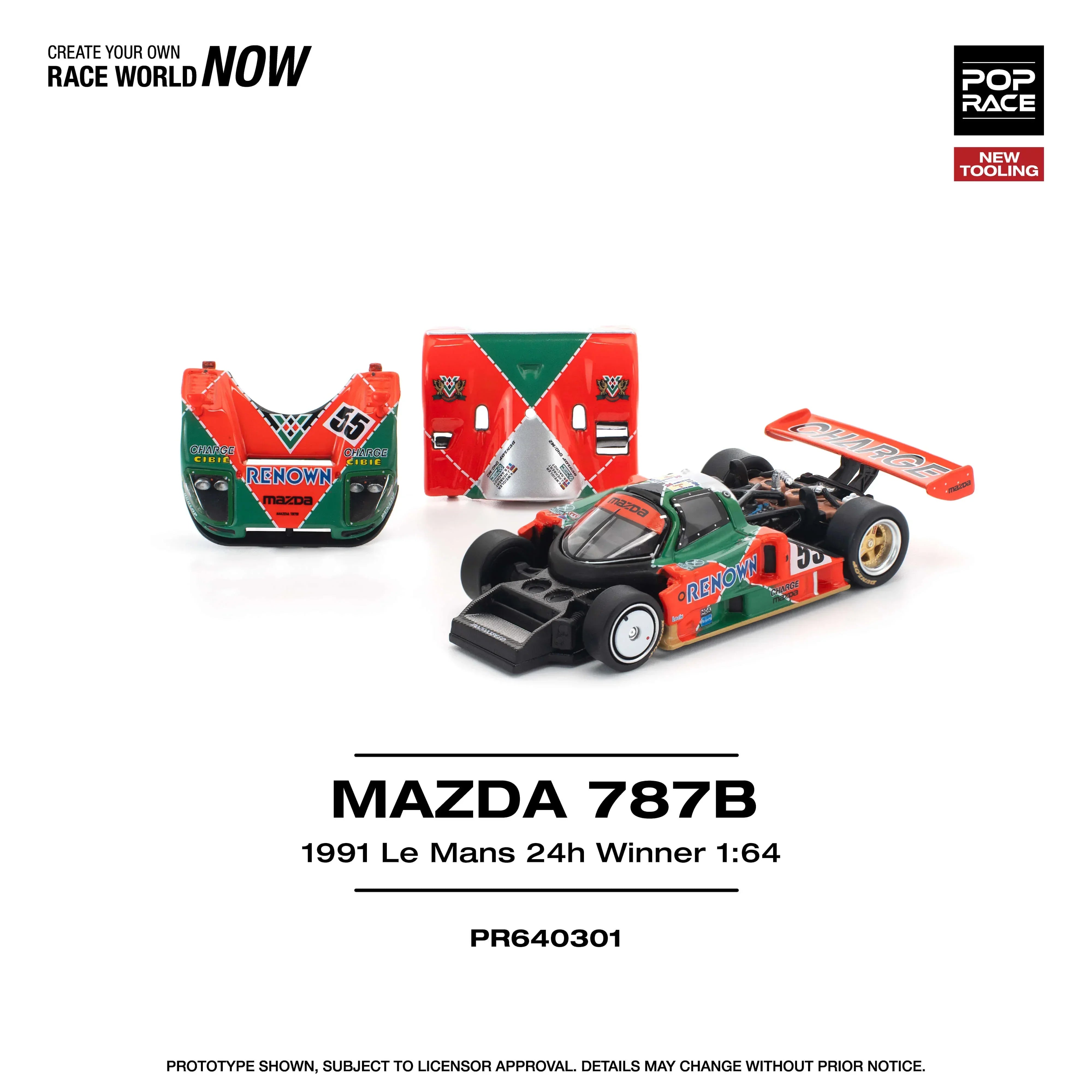 Premium scale diecast model car – Mazda 787B Le Mans 1991, 1:64 Scale (Black) Collectible