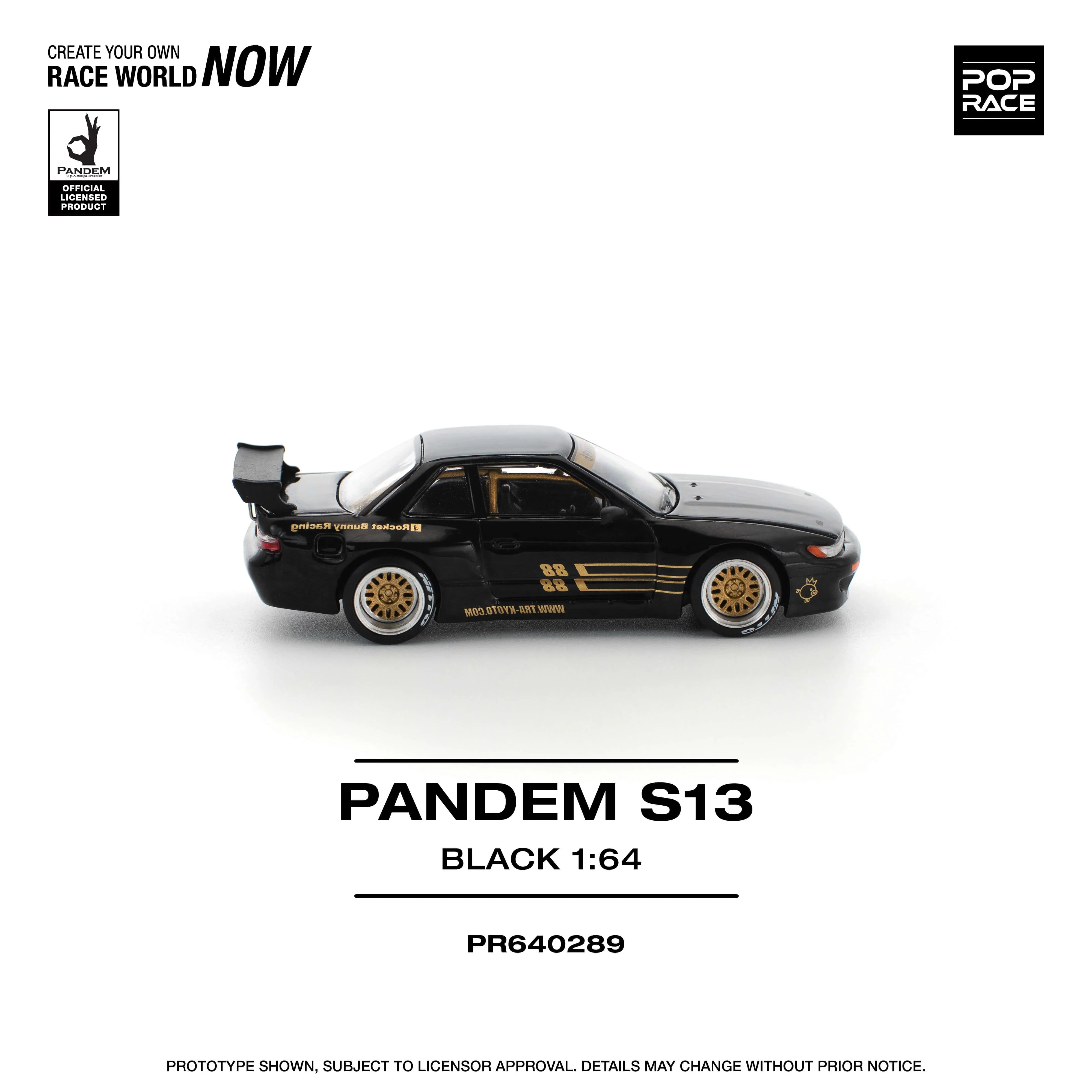 Premium scale diecast model car – Pandem S13, 1:64 Scale (Black) Collectible