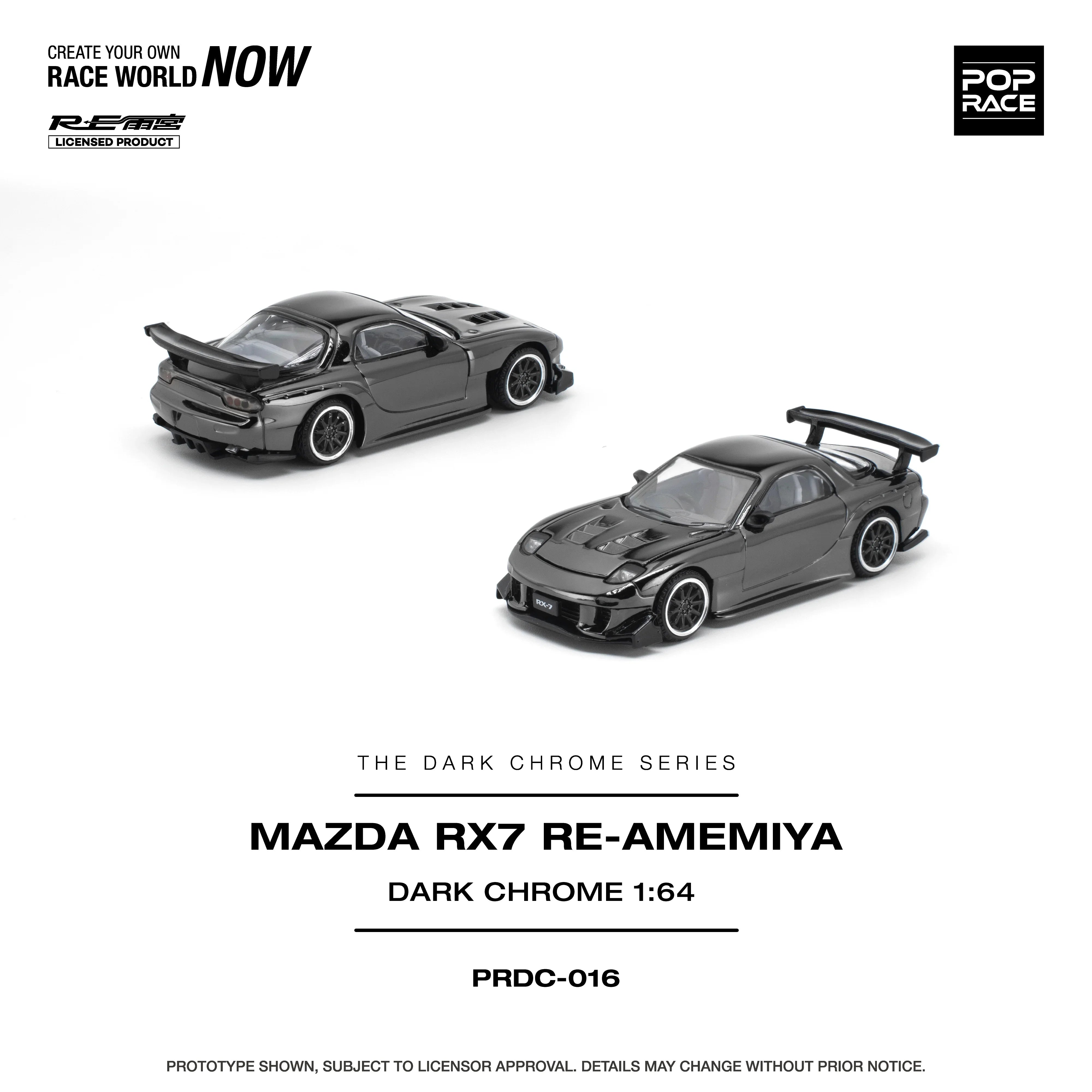 *PRE-ORDER* Mazda RX-7 Re-Amemiya, 1:64 Scale (Dark Chrome)