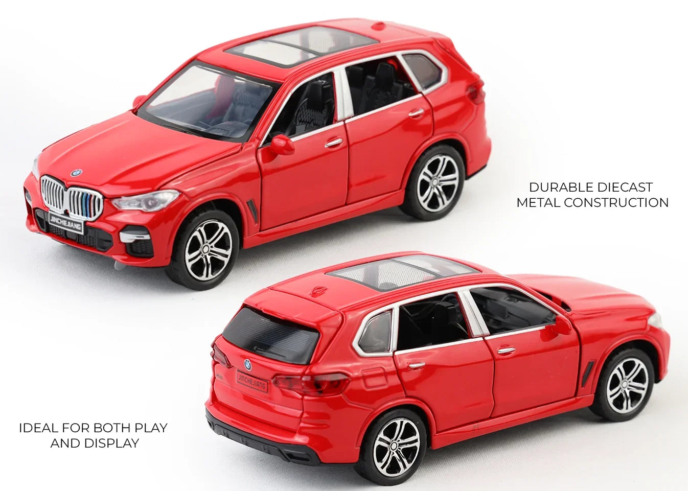 Premium scale diecast model car – BMW X5 - Light, Sound with Openable Doors, 1:32 Scale (Red) Collectible