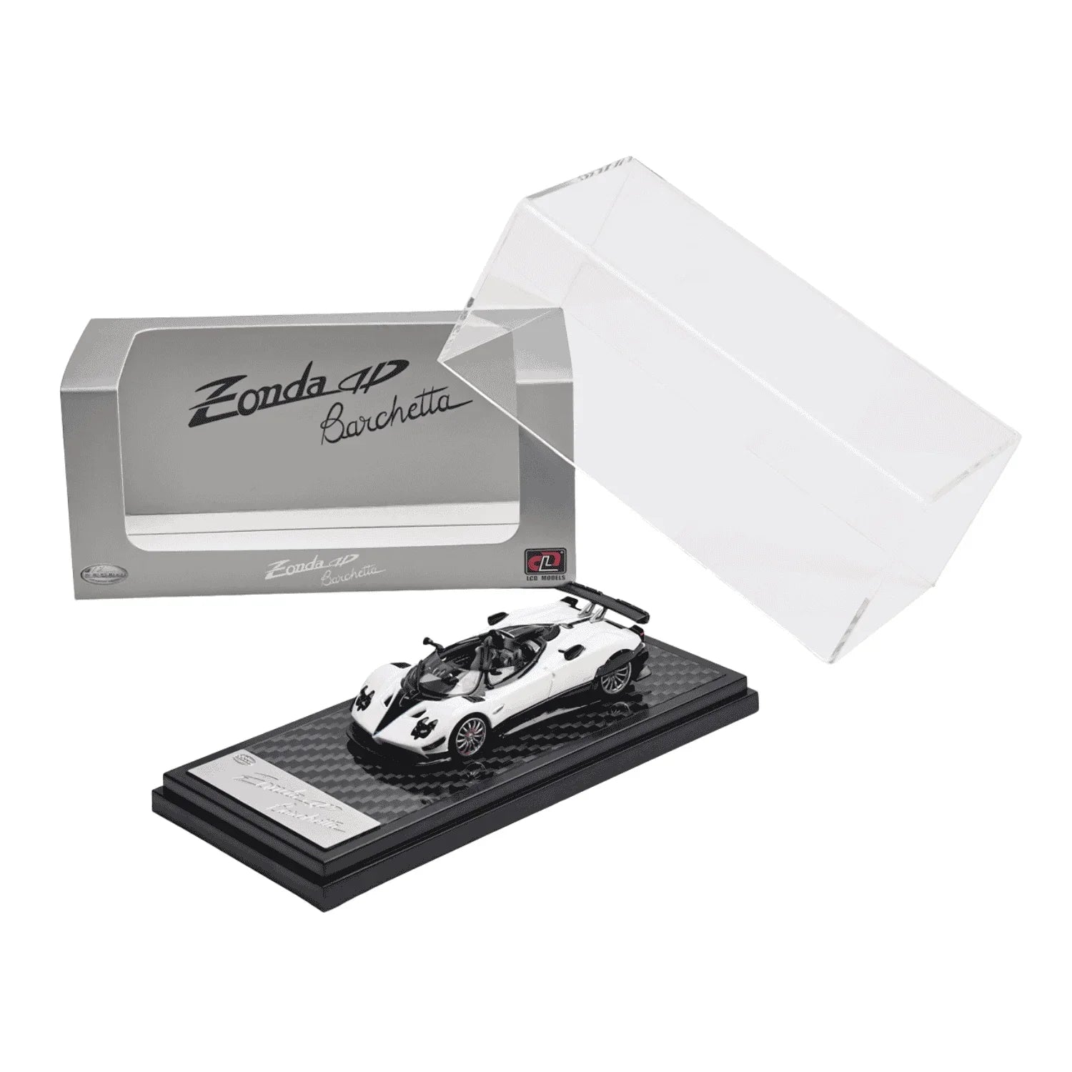 Premium scale diecast model car – Pagani Zonda HP Barchetta, 1:64 Scale (White) Collectible