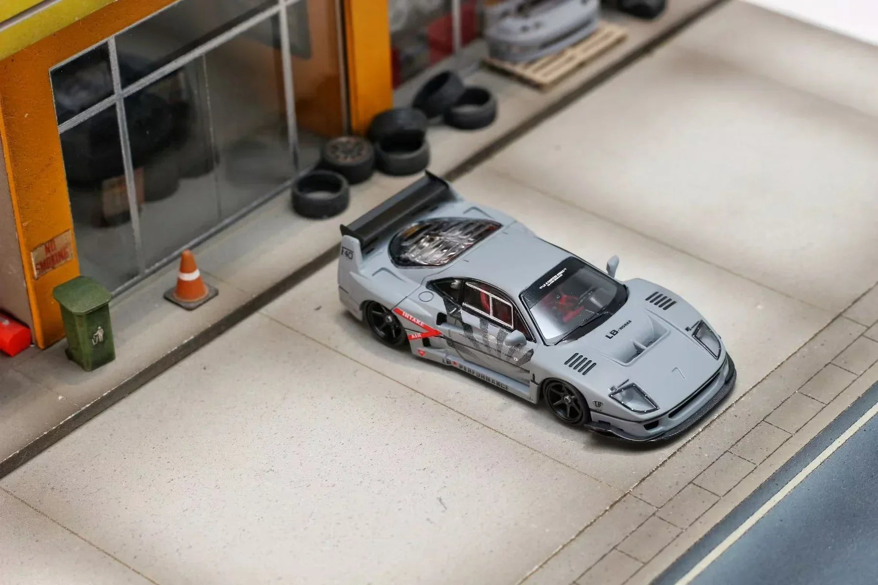 Premium scale diecast model car – LBWK Ferrari F40 Limited to 499, 1:64 Scale (Cement Grey) Collectible