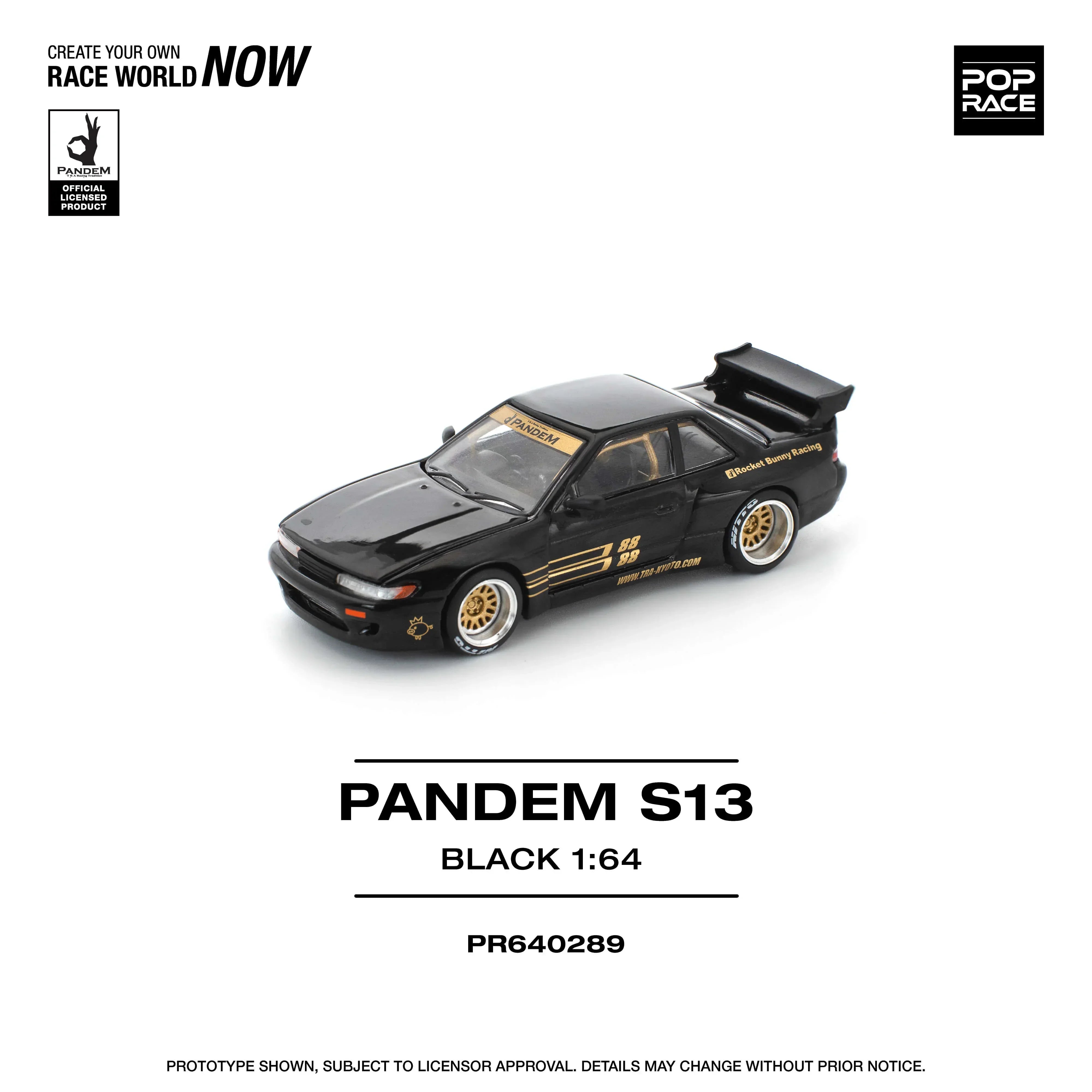 Premium scale diecast model car – Pandem S13, 1:64 Scale (Black) Collectible