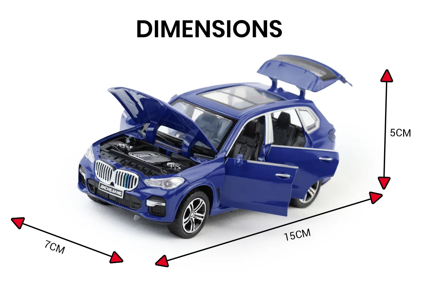 Premium scale diecast model car – BMW X5 - Light, Sound with Openable Doors, 1:32 Scale (Blue) Collectible