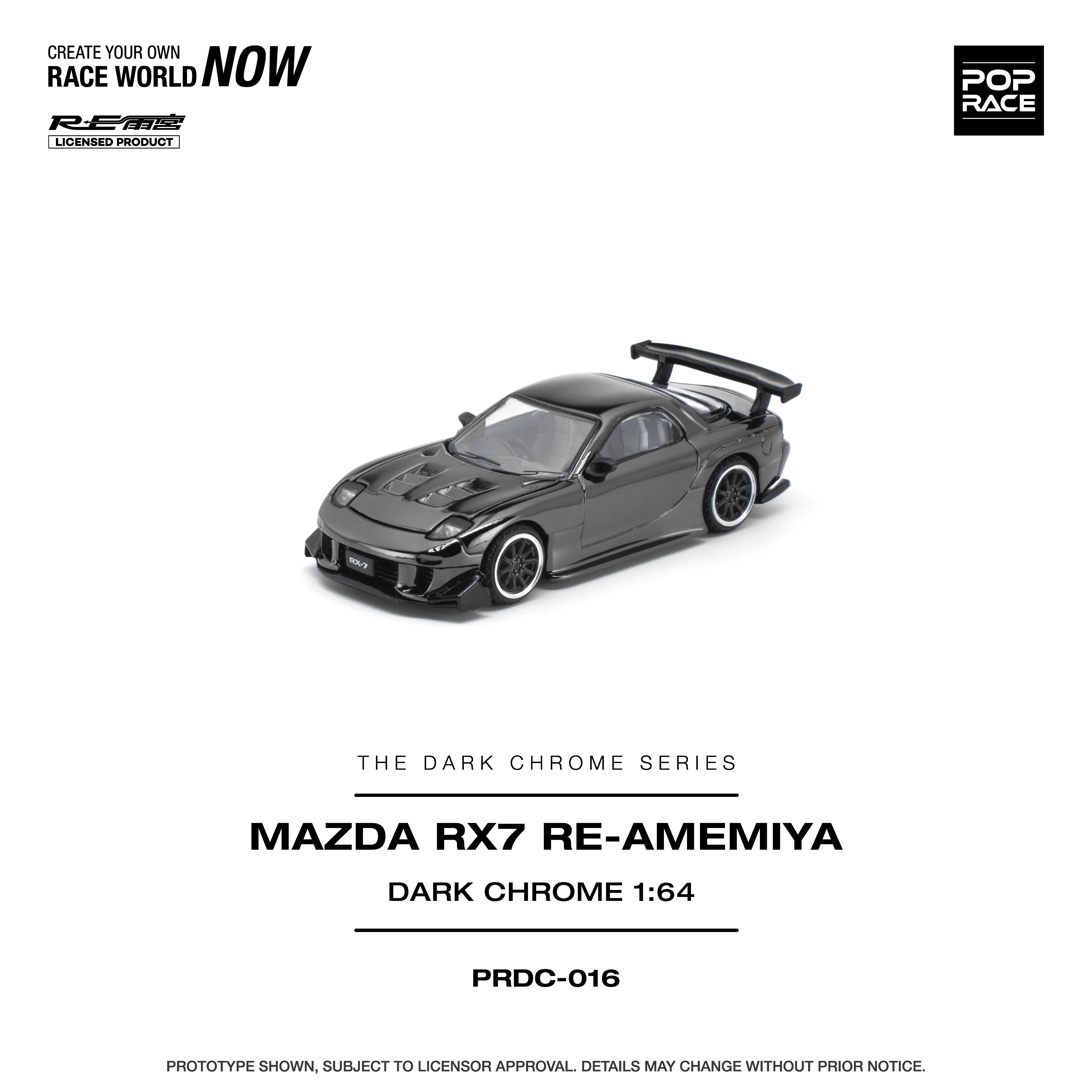 *PRE-ORDER* Mazda RX-7 Re-Amemiya, 1:64 Scale (Dark Chrome)