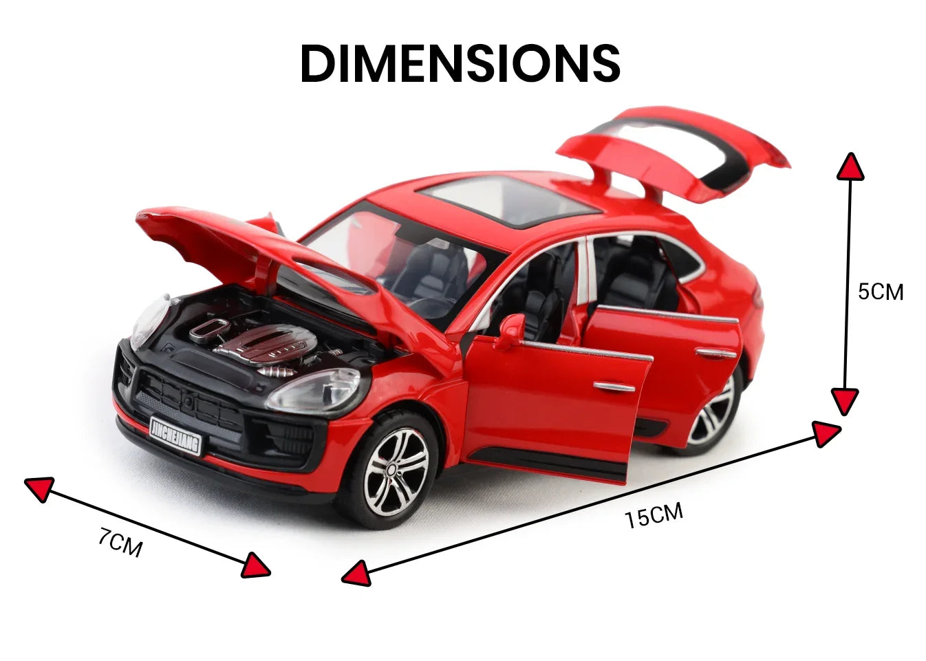 Premium scale diecast model car – Porsche Macan - Light, Sound with Openable Doors, 1:32 Scale (Red) Collectible