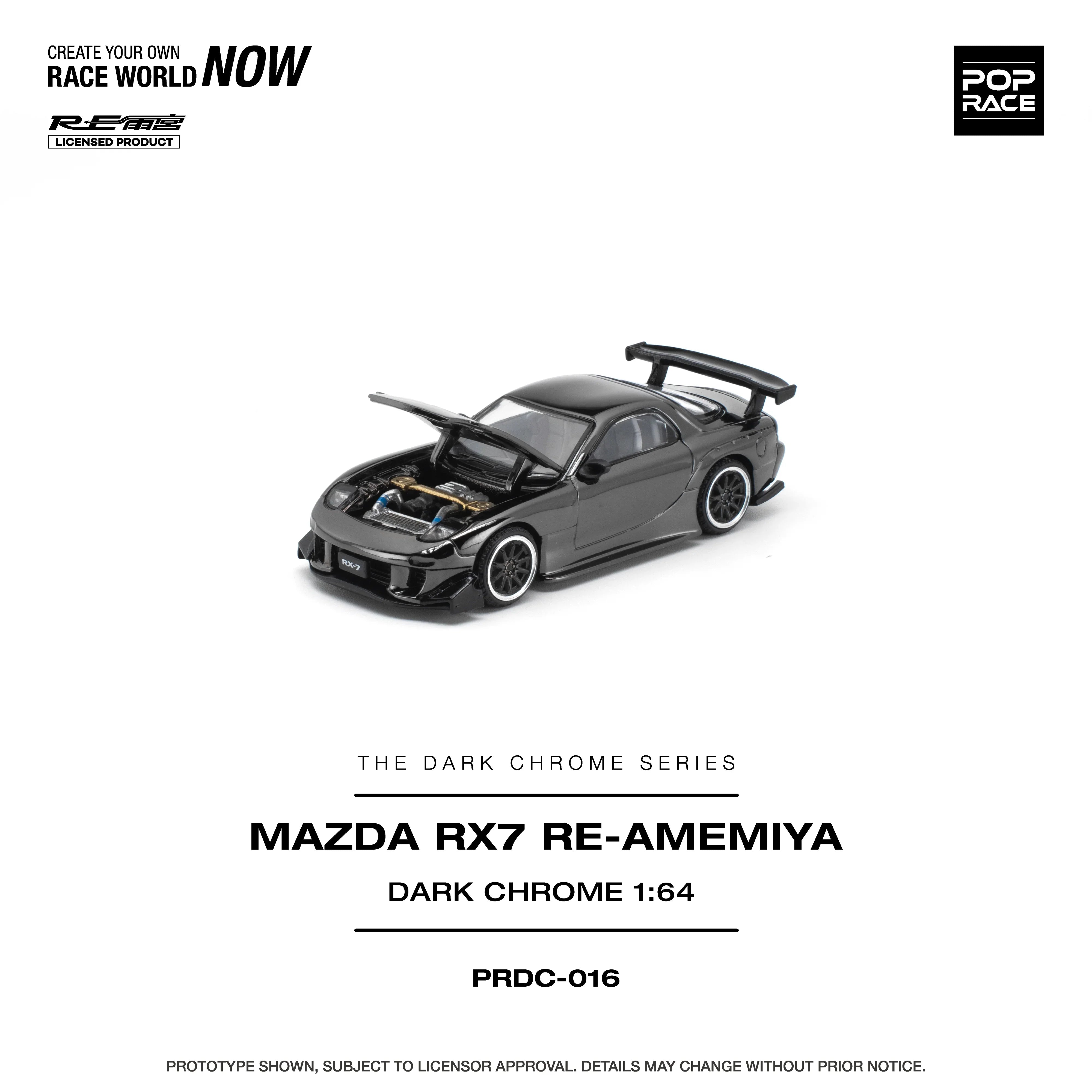 *PRE-ORDER* Mazda RX-7 Re-Amemiya, 1:64 Scale (Dark Chrome)