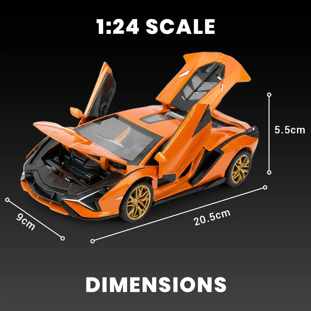 Premium scale diecast model car – Lamborghini - Light, Sound with Openable Doors, 1:24 Scale (Orange) Collectible