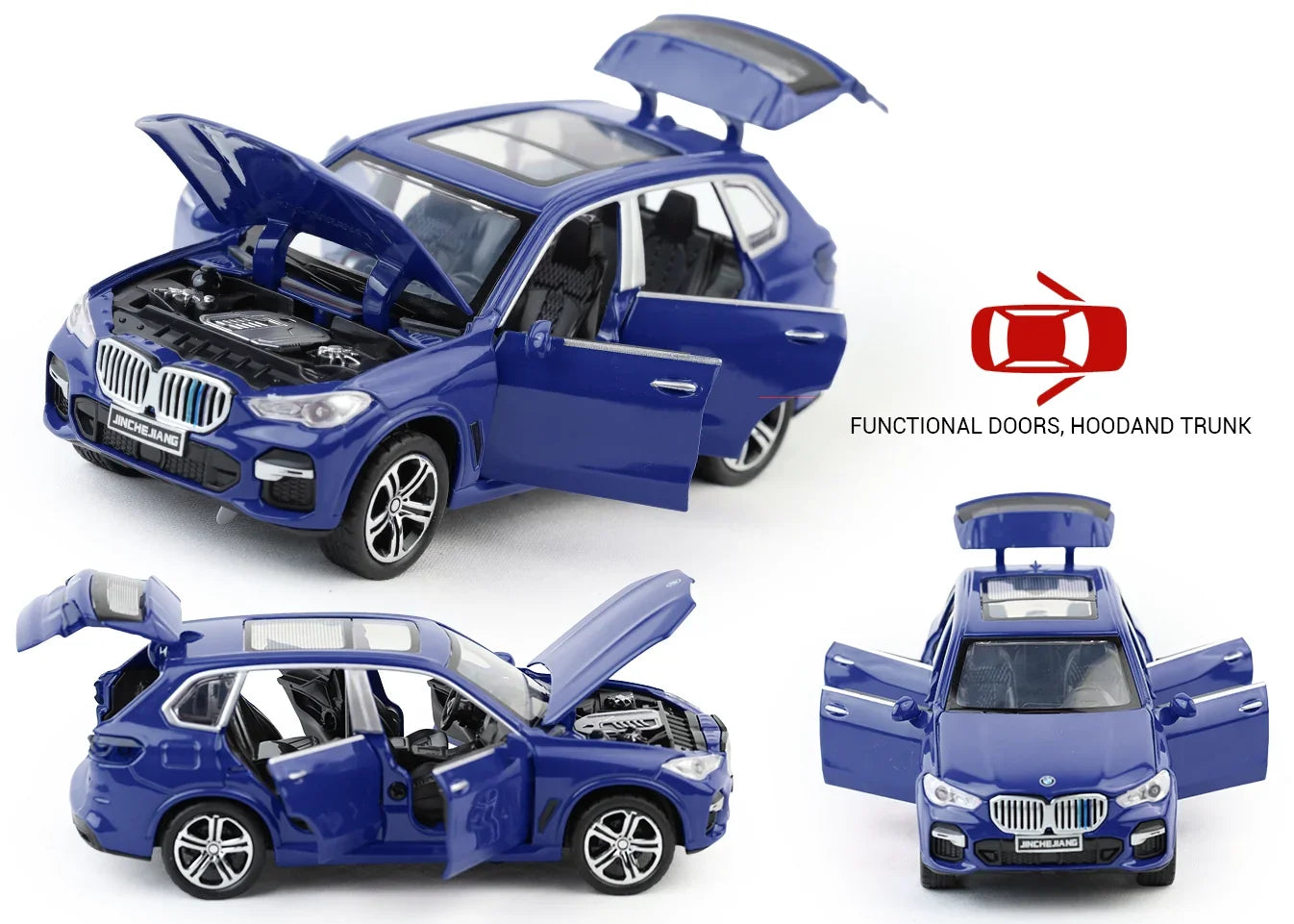 Premium scale diecast model car – BMW X5 - Light, Sound with Openable Doors, 1:32 Scale (Blue) Collectible