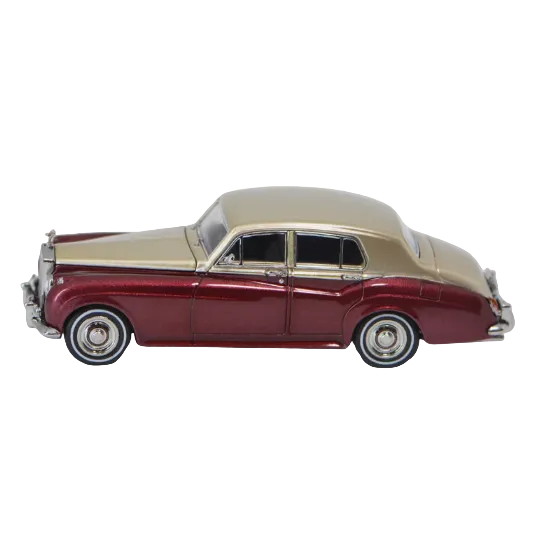 Premium scale diecast model car – Rolls Royce Silver Cloud 1955, 1:64 Scale (Burgundy & Beige) Collectible