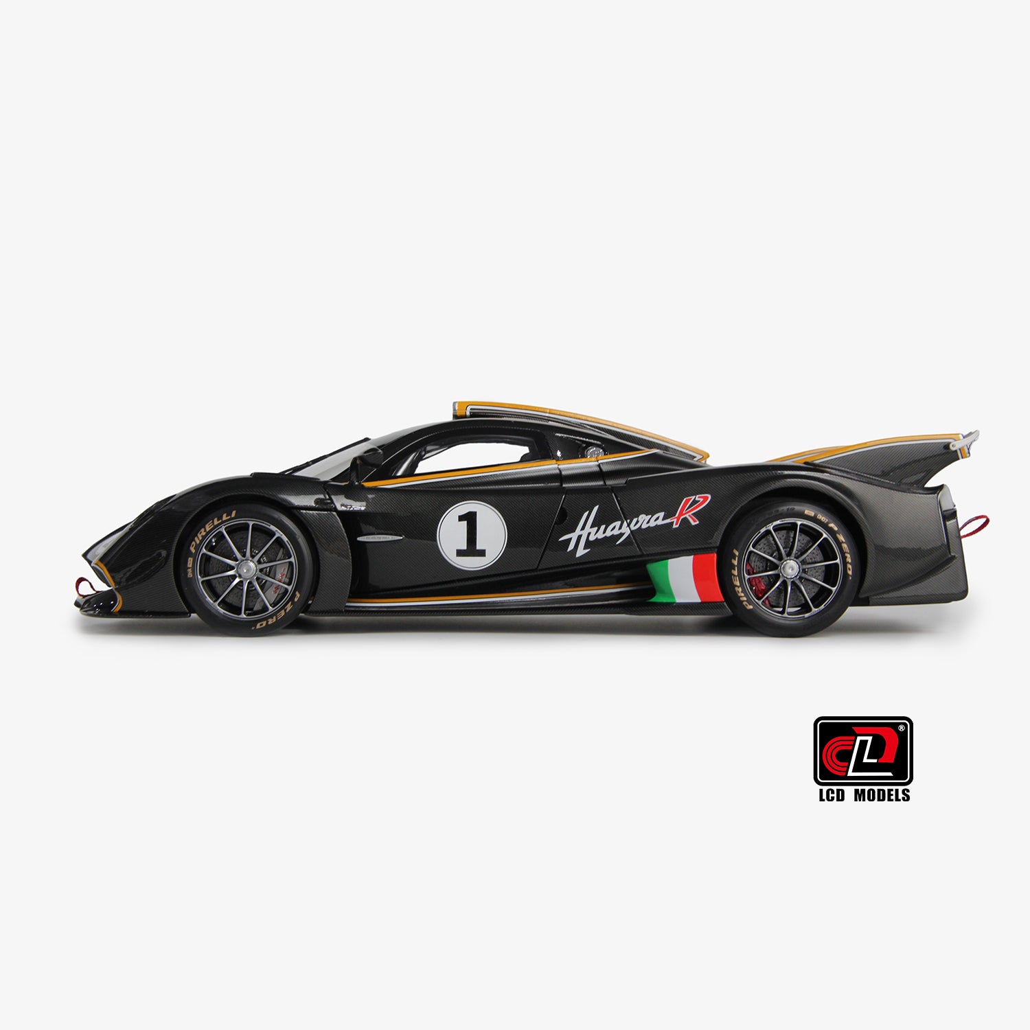 Premium scale diecast model car – Pagani Huayra R, 1:18 Scale (Carbon Black) Collectible