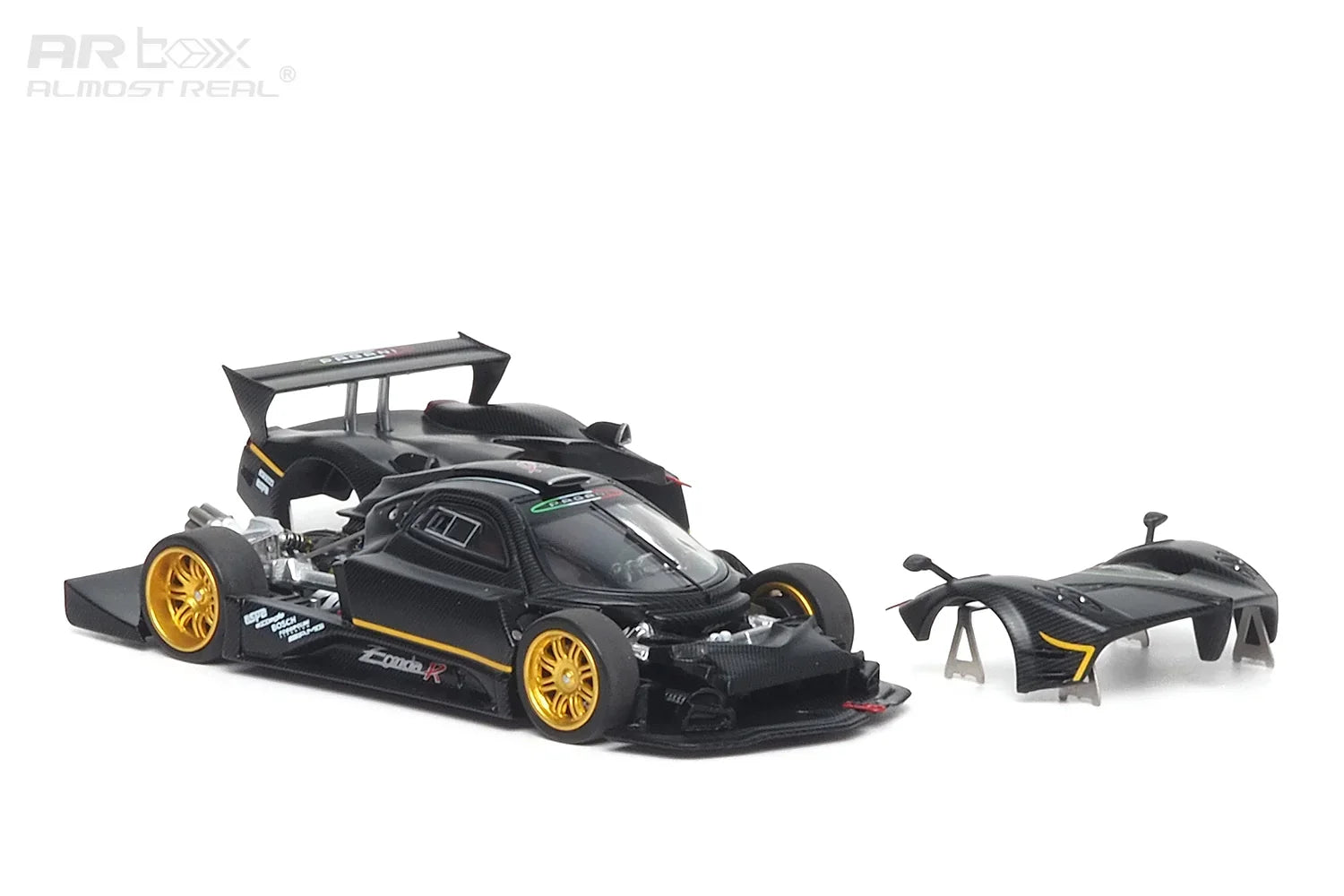 Premium scale diecast model car – *HEC 2026* Pagani Zonda R, 1:64 Scale (Matte Black Carbon Fiber) Collectible