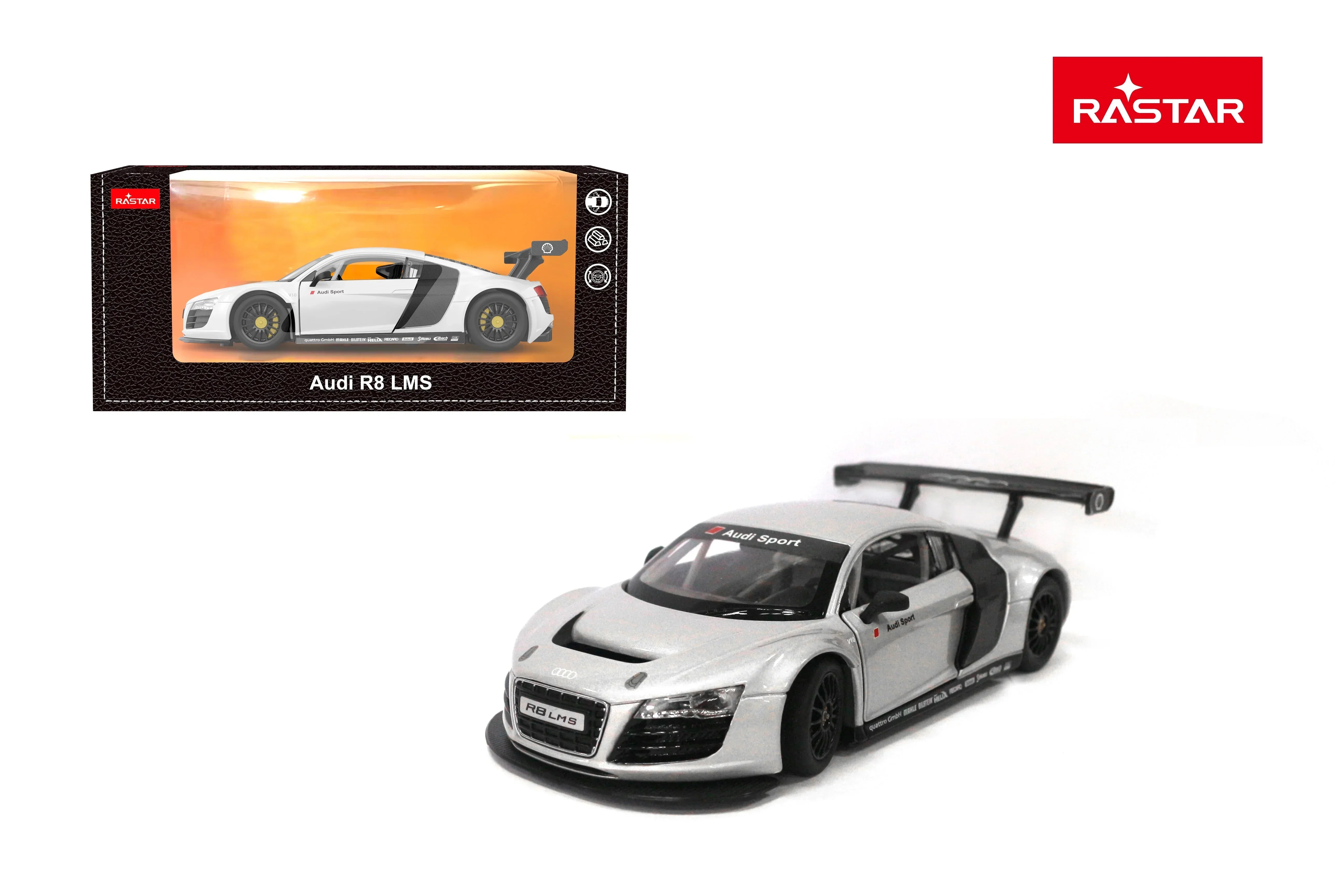 Premium scale diecast model car – Audi R8, 1:24 Scale (White) Collectible