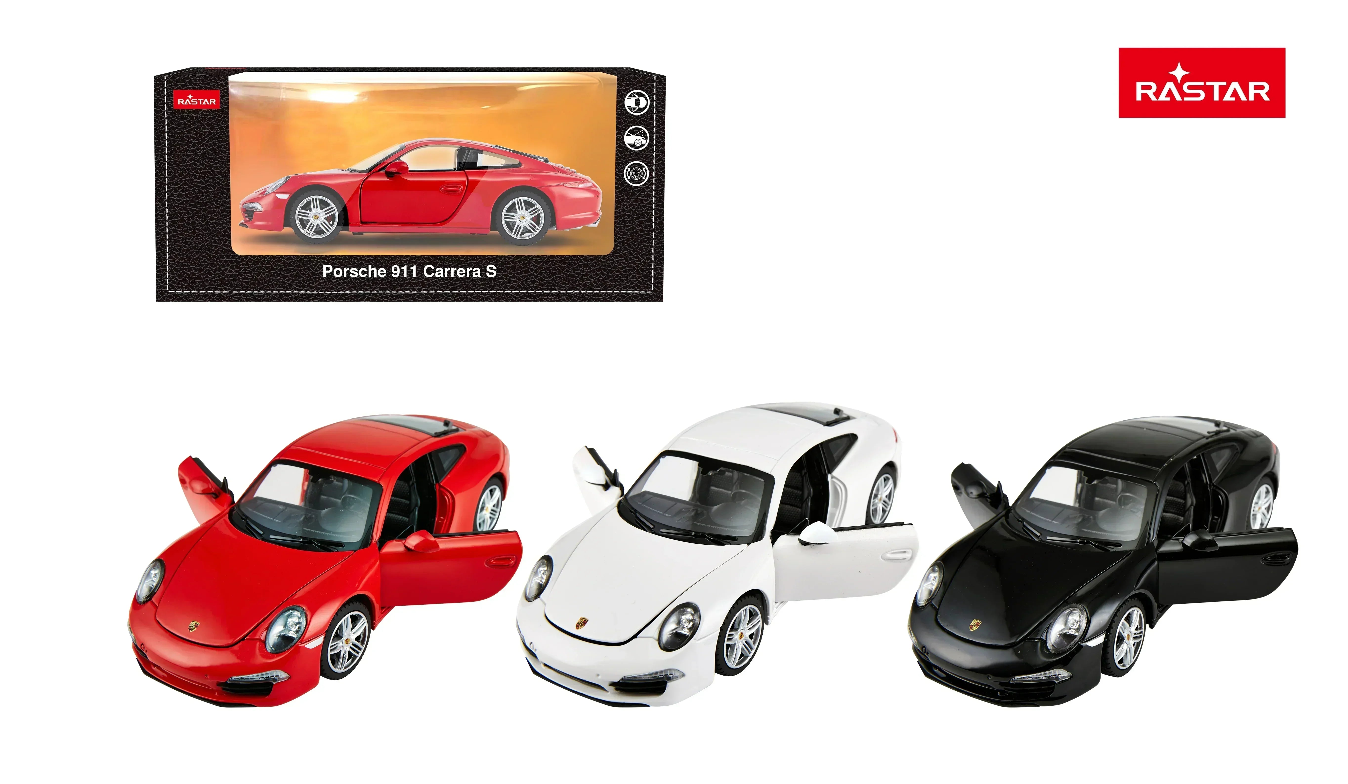 Premium scale diecast model car – Porsche 911, 1:24 Scale (White) Collectible