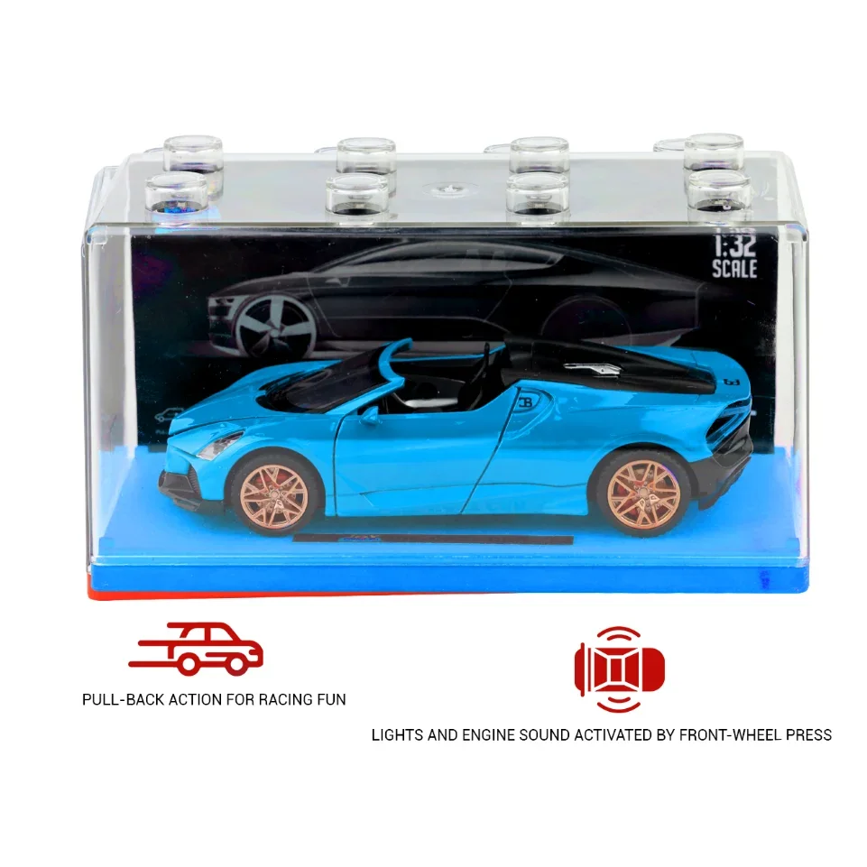 Premium scale diecast model car – Bugatti Mistral - Light, Sound with Openable Doors, 1:32 Scale (Blue) Collectible