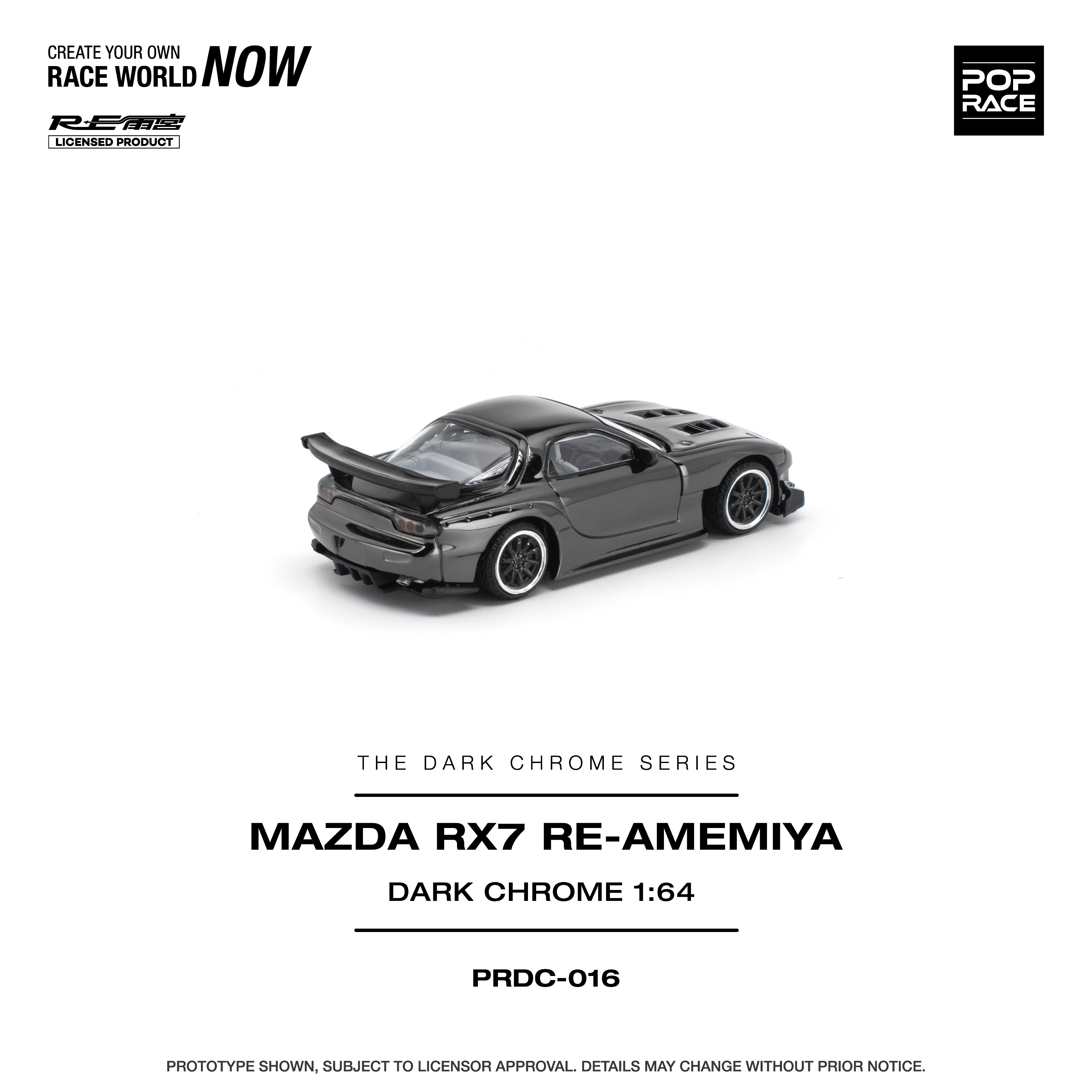 *PRE-ORDER* Mazda RX-7 Re-Amemiya, 1:64 Scale (Dark Chrome)