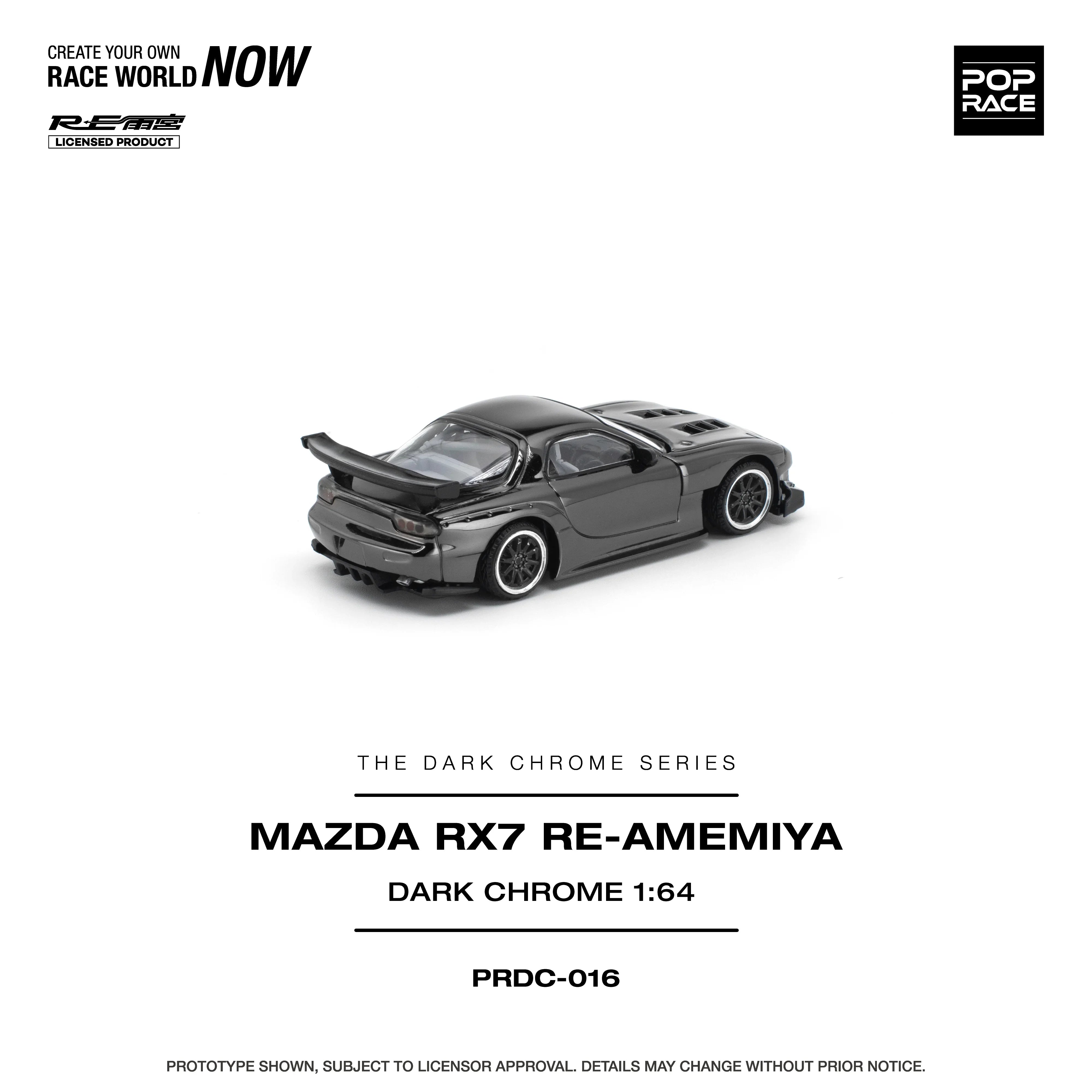 *PRE-ORDER* Mazda RX-7 Re-Amemiya, 1:64 Scale (Dark Chrome)
