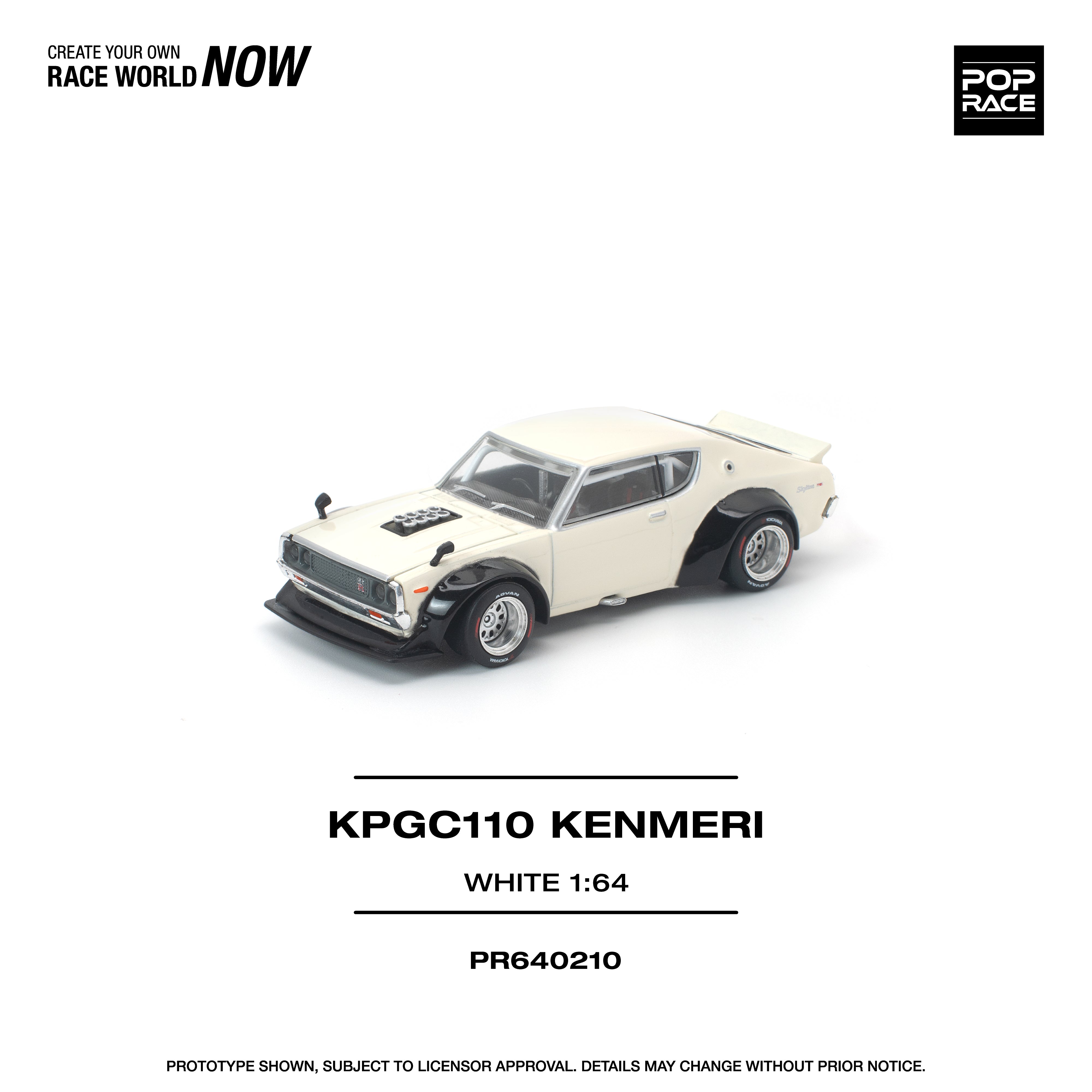 Premium scale diecast model car – *PRE-ORDER* KPGC110 Kenmeri, 1:64 Scale (White) Collectible