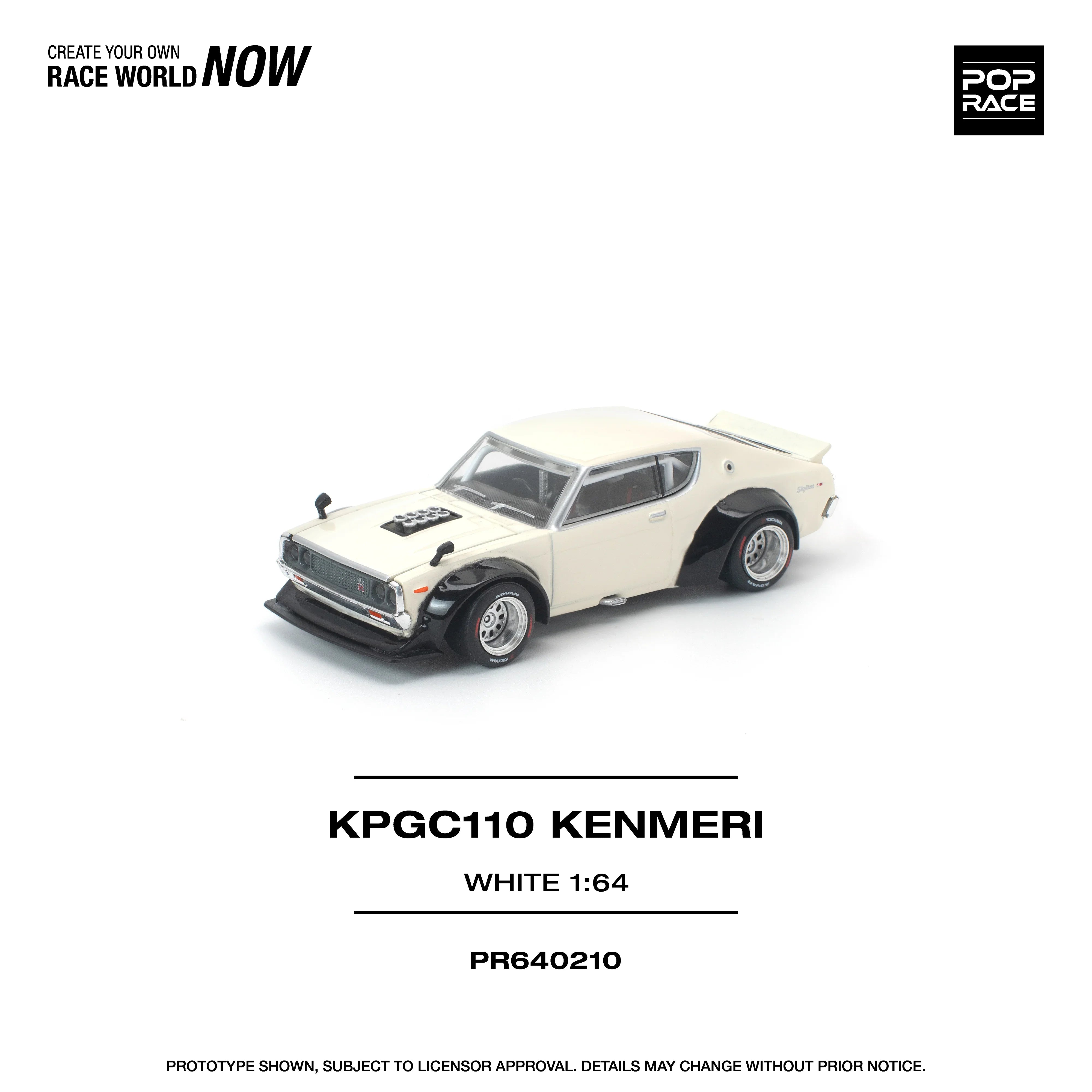 Premium scale diecast model car – *PRE-ORDER* KPGC110 Kenmeri, 1:64 Scale (White) Collectible