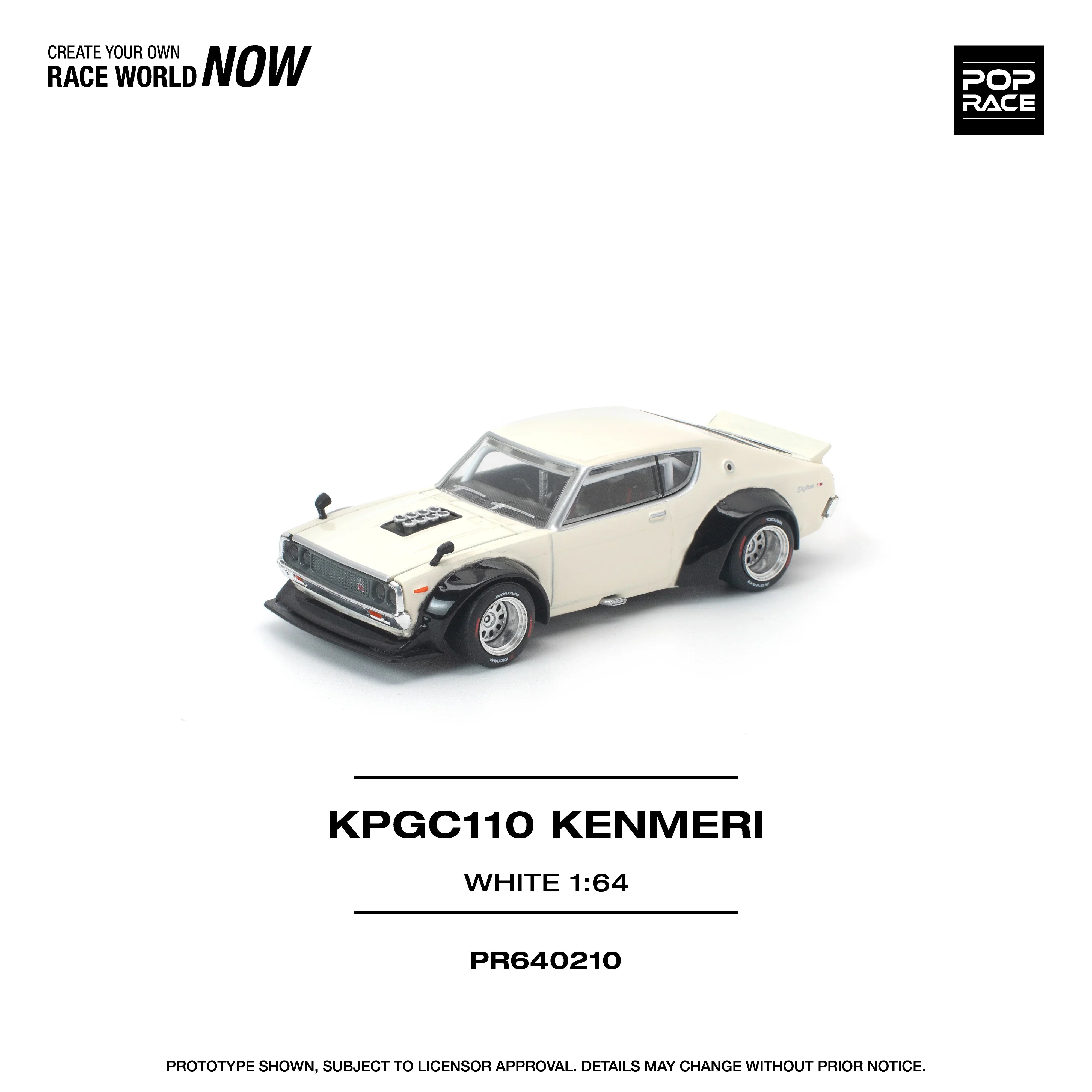 Premium scale diecast model car – *PRE-ORDER* KPGC110 Kenmeri, 1:64 Scale (White) Collectible