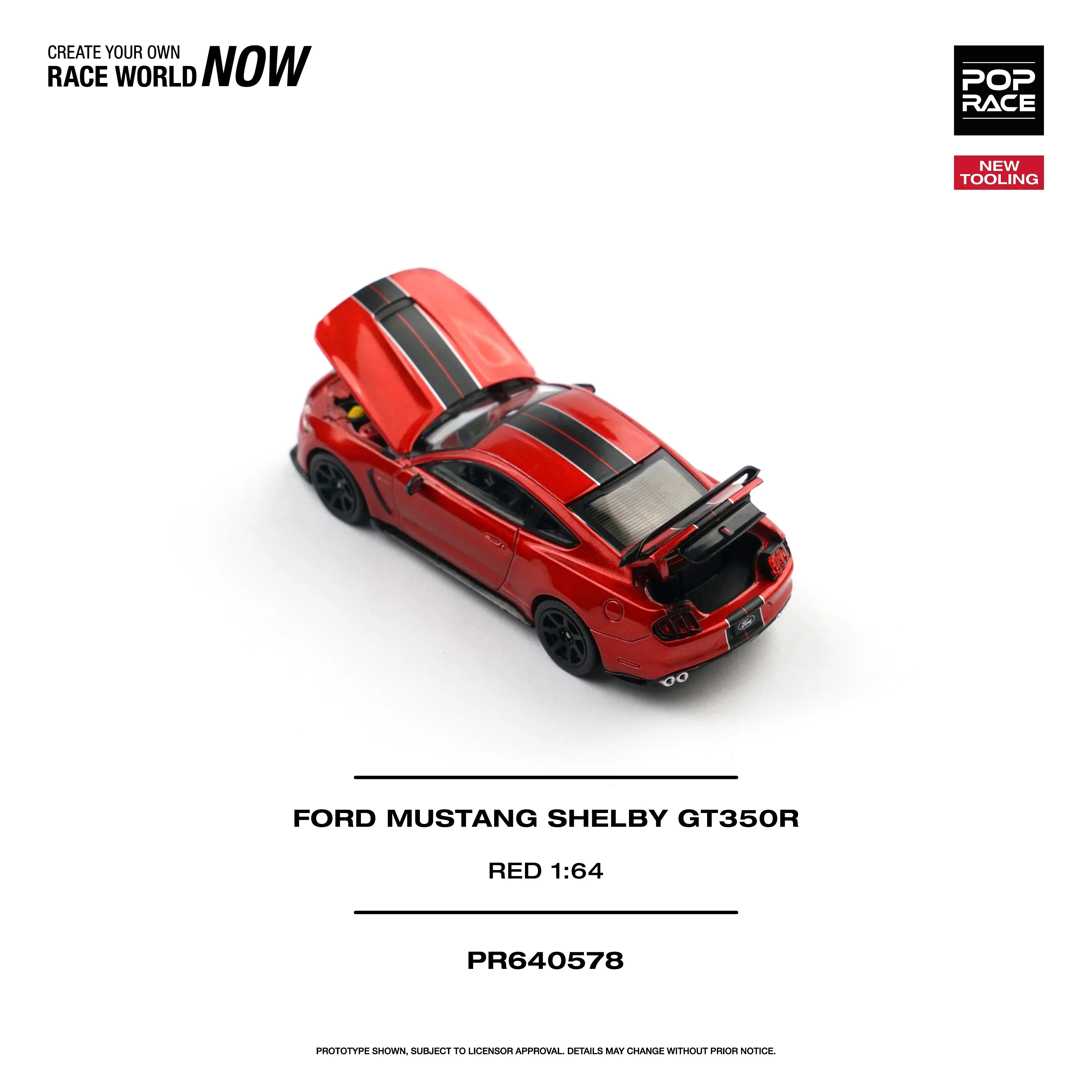 Premium scale diecast model car – *PRE-ORDER* Ford Mustang Shelby GT350R Race, 1:64 Scale (Red) Collectible