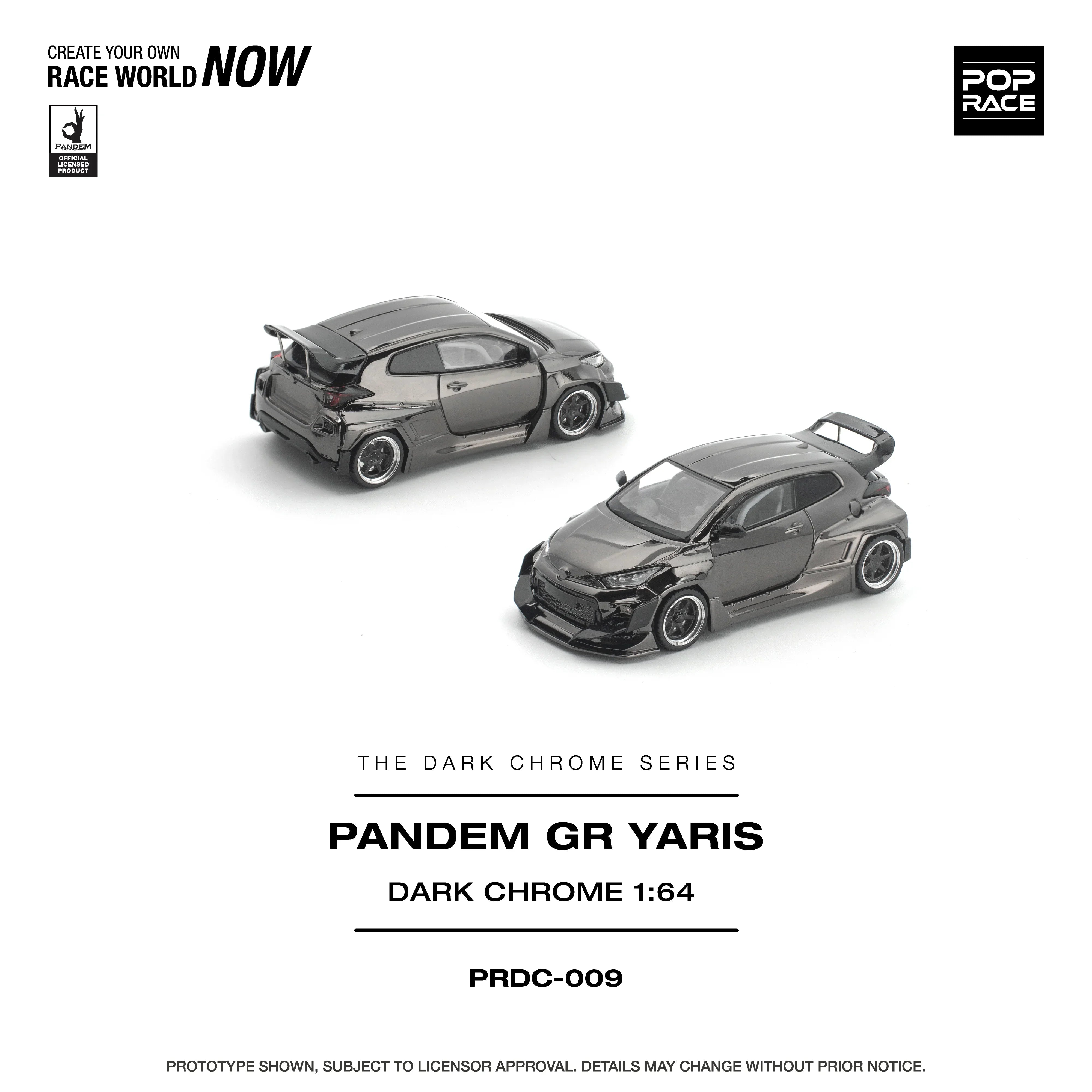 Premium scale diecast model car – *PRE-ORDER* Pandem GR Yaris, 1:64 Scale (Dark Chrome) Collectible