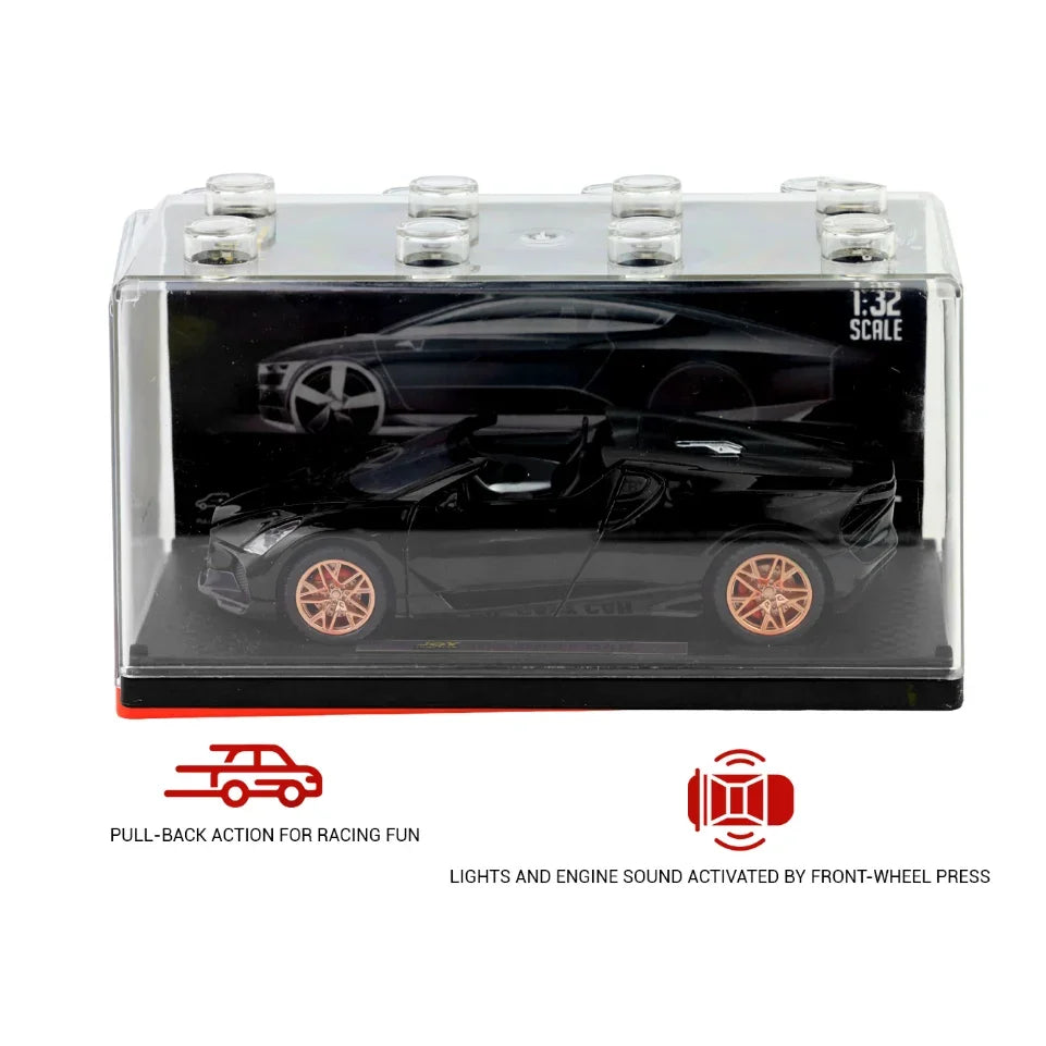 Premium scale diecast model car – Bugatti Mistral - Light, Sound with Openable Doors, 1:32 Scale (Black) Collectible