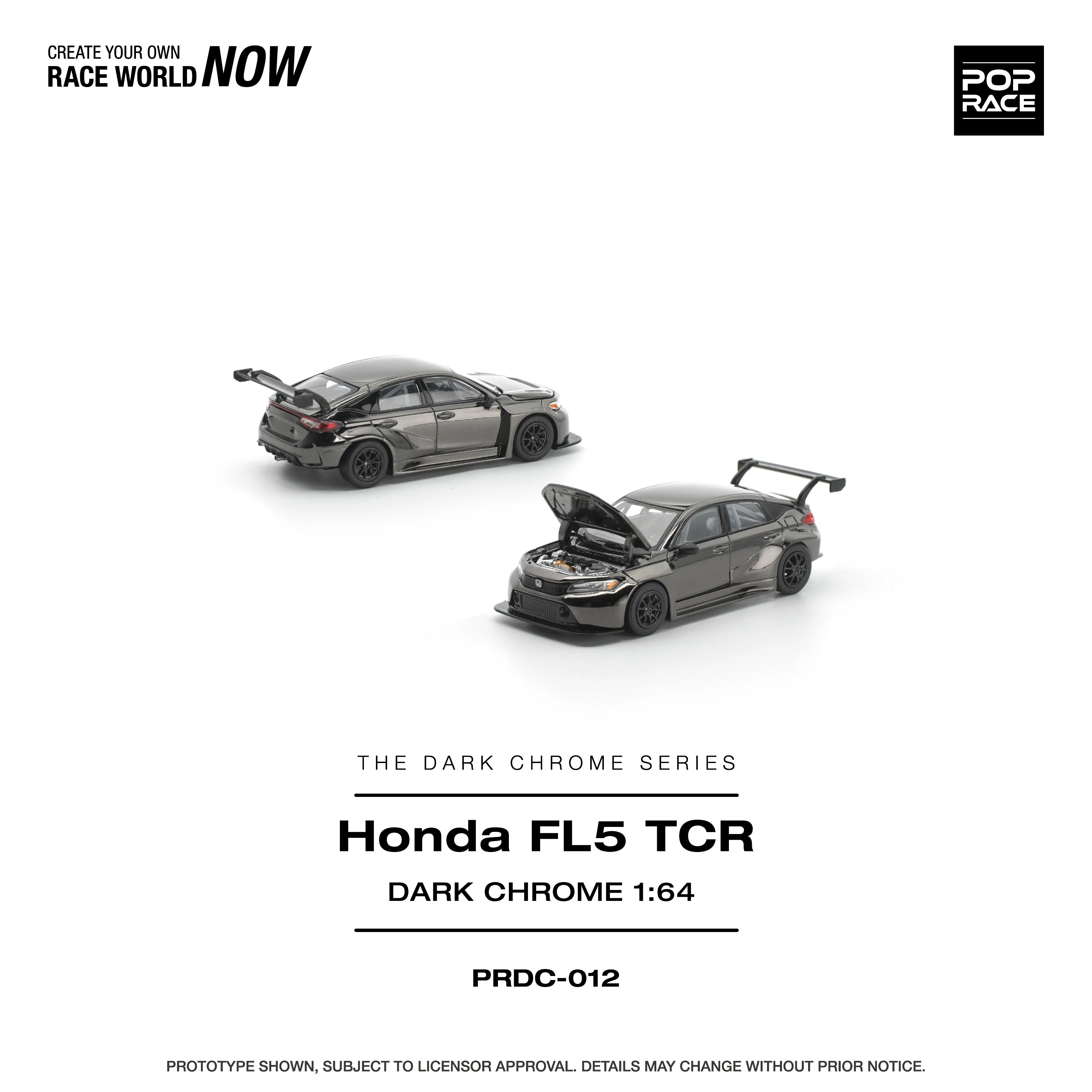 Premium scale diecast model car – *PRE-ORDER* Honda Civic Fl5 TCR, 1:64 Scale (Dark Chrome) Collectible