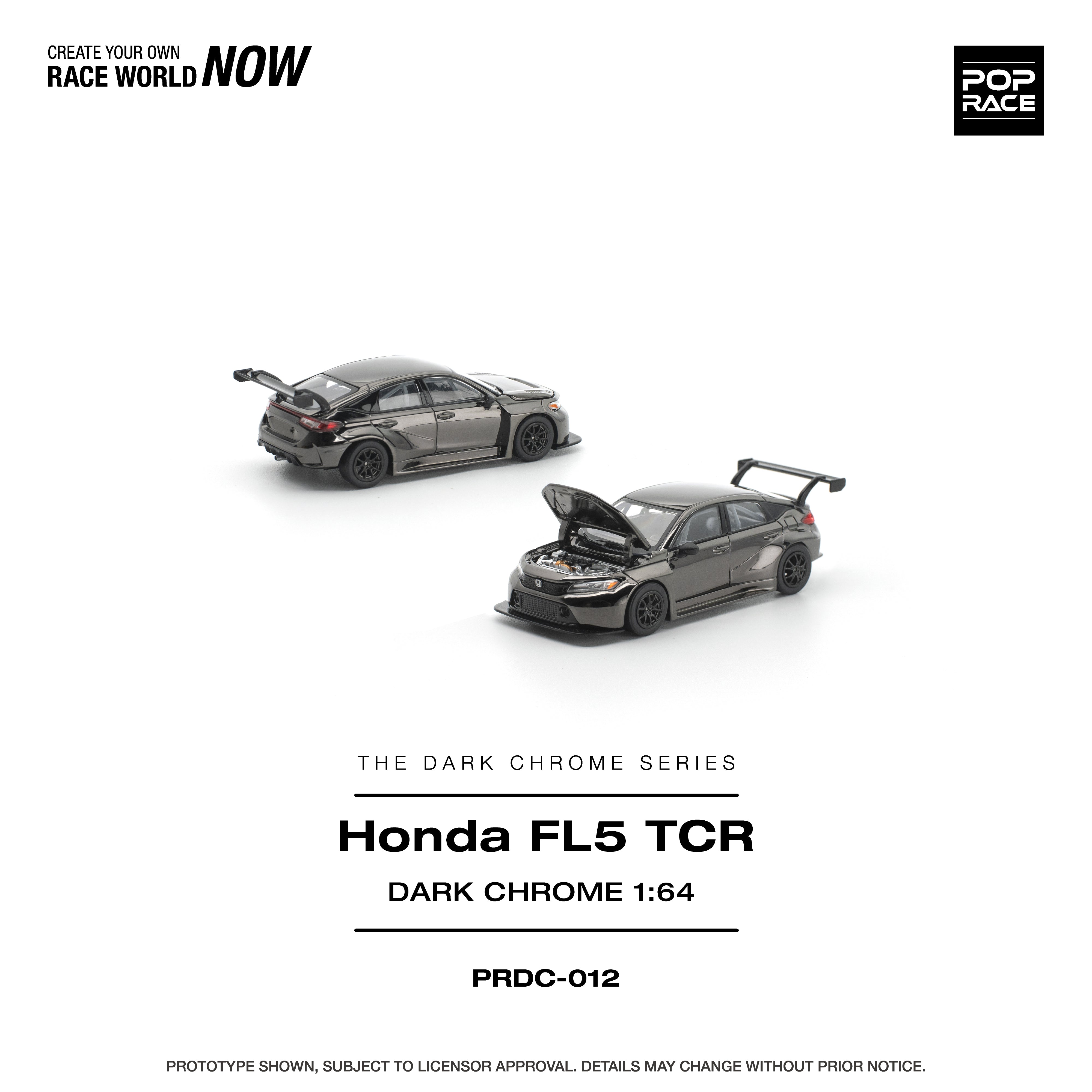 Premium scale diecast model car – *PRE-ORDER* Honda Civic Fl5 TCR, 1:64 Scale (Dark Chrome) Collectible