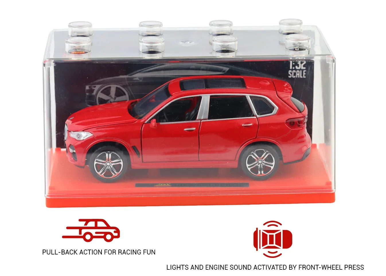 Premium scale diecast model car – BMW X5 - Light, Sound with Openable Doors, 1:32 Scale (Red) Collectible